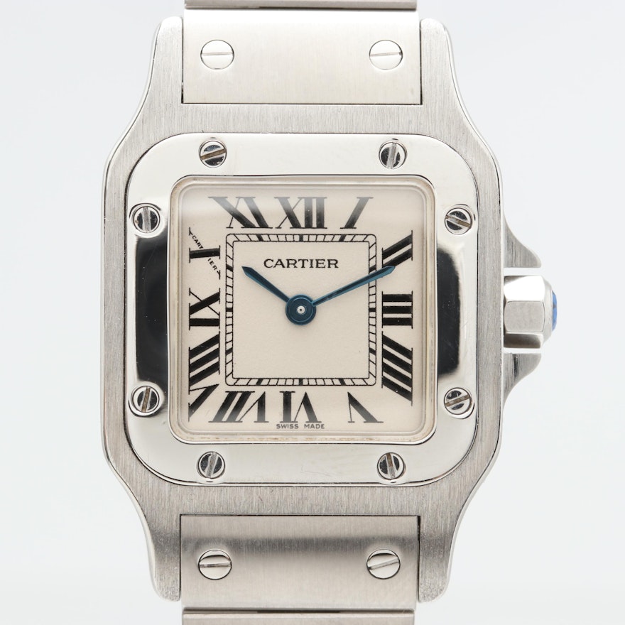 Cartier "Santos Galbee" Stainless Steel Quartz Wristwatch with Box