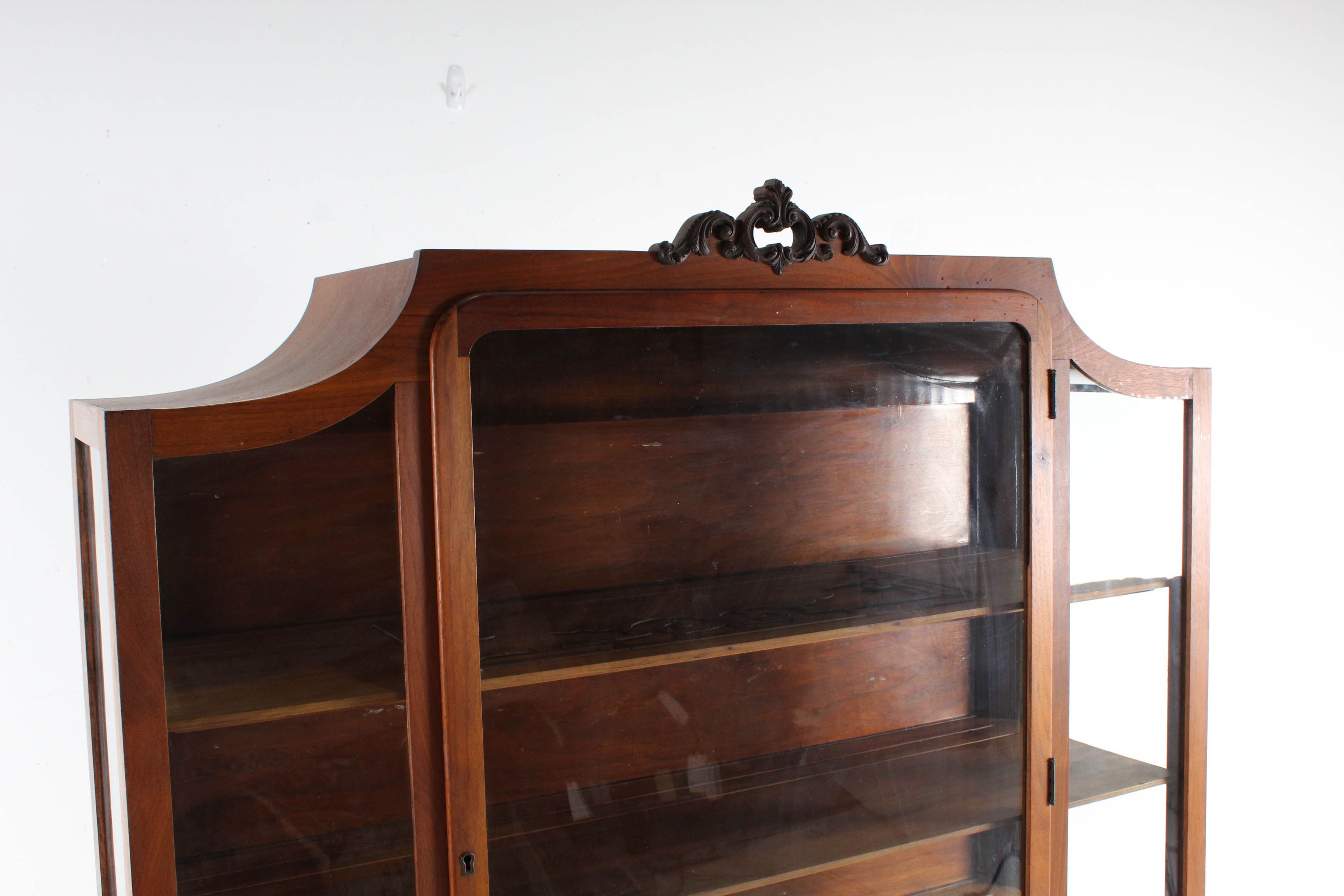 Antique Queen Anne Display Cabinet in Walnut