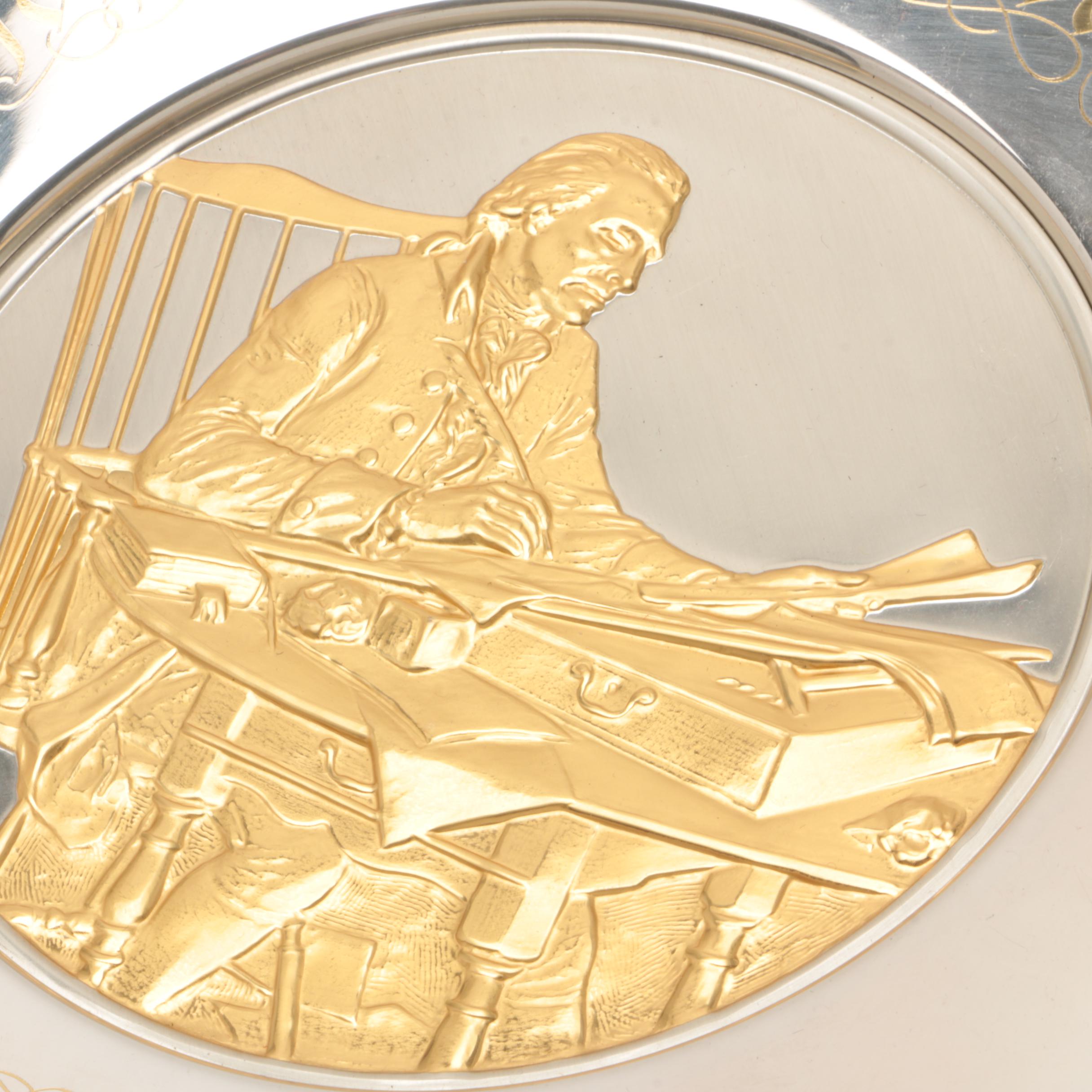 Franklin Mint Bicentennial Sterling Silver and 24K Gold Commemorative Plates