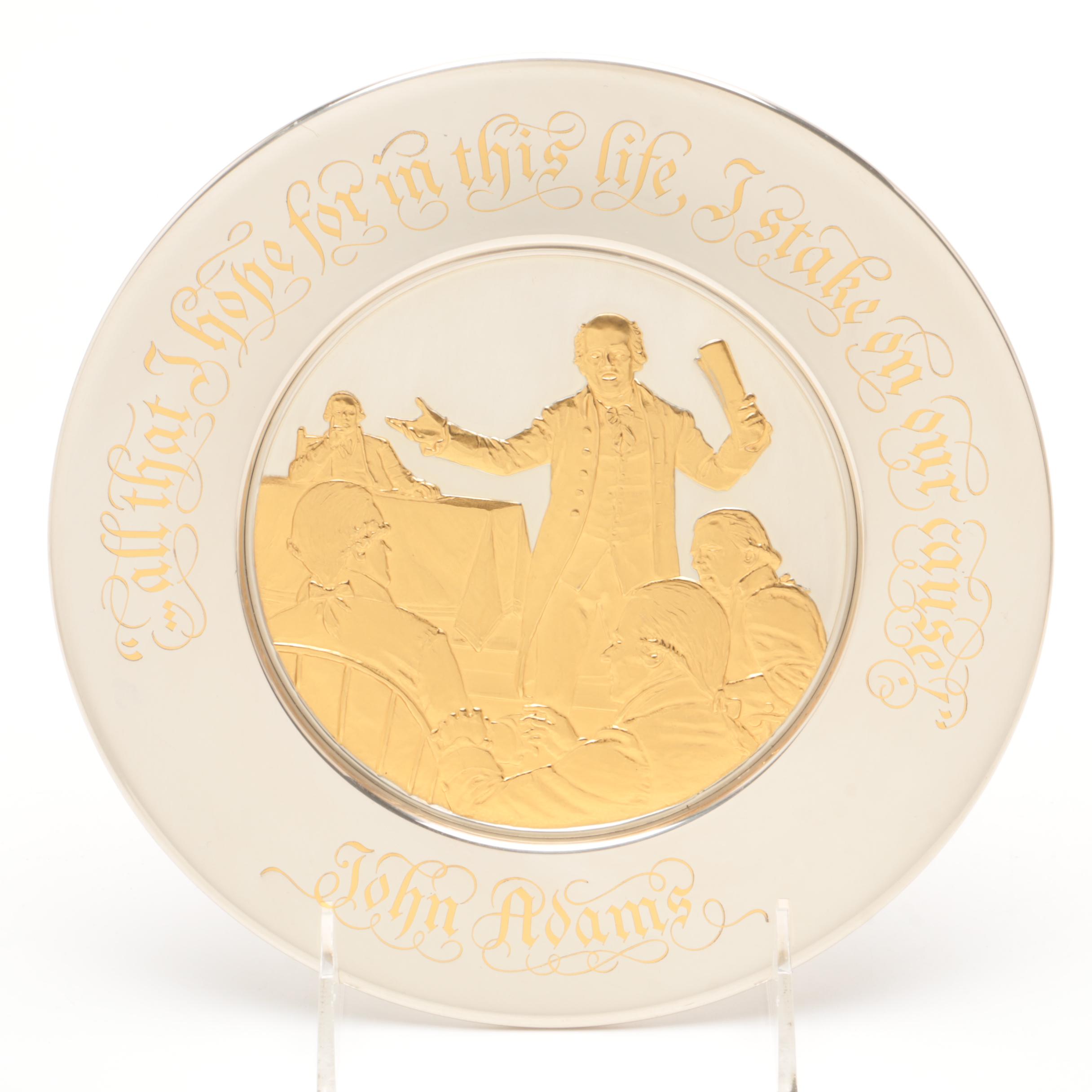 Franklin Mint Bicentennial Sterling Silver and 24K Gold Commemorative Plates