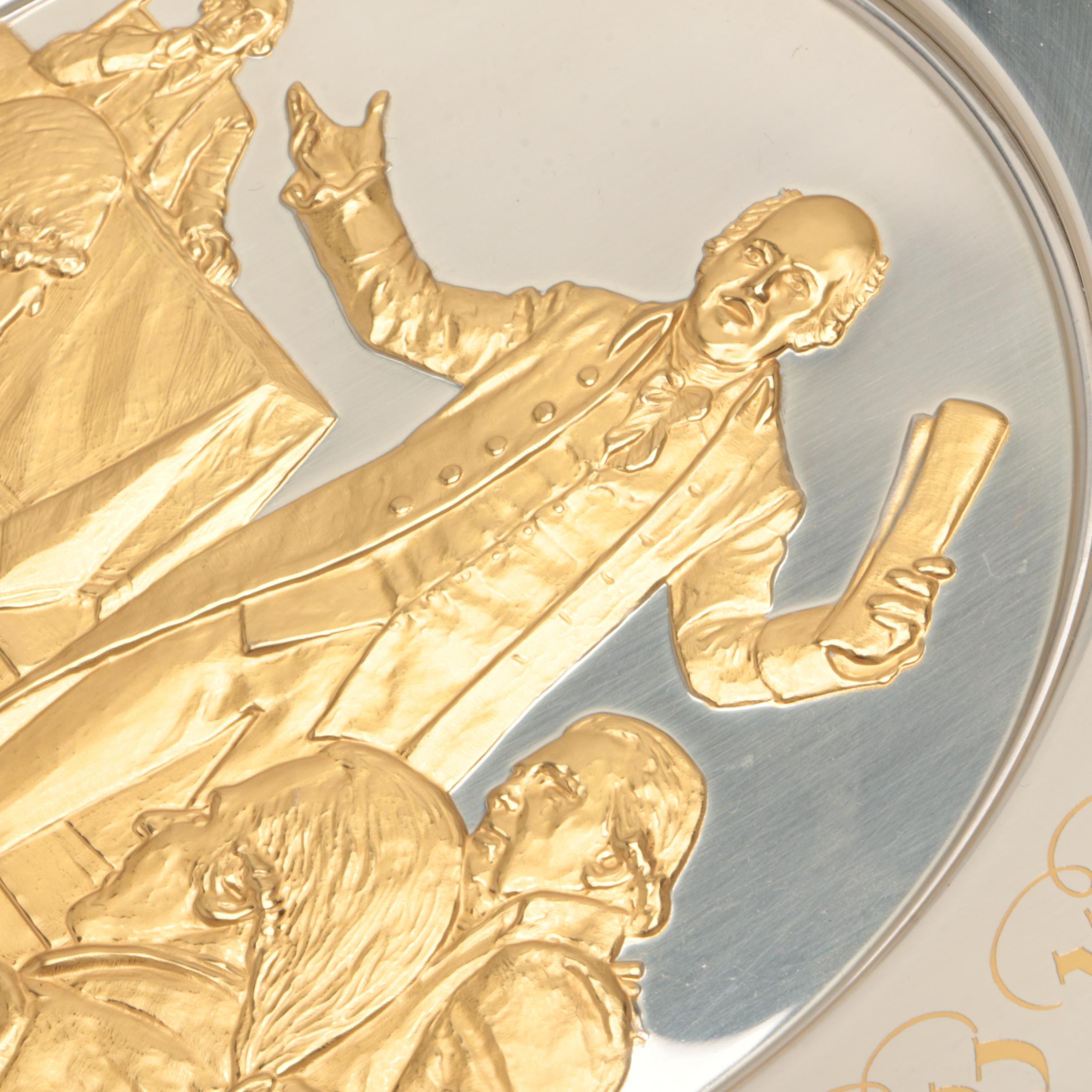 Franklin Mint Bicentennial Sterling Silver and 24K Gold Commemorative Plates