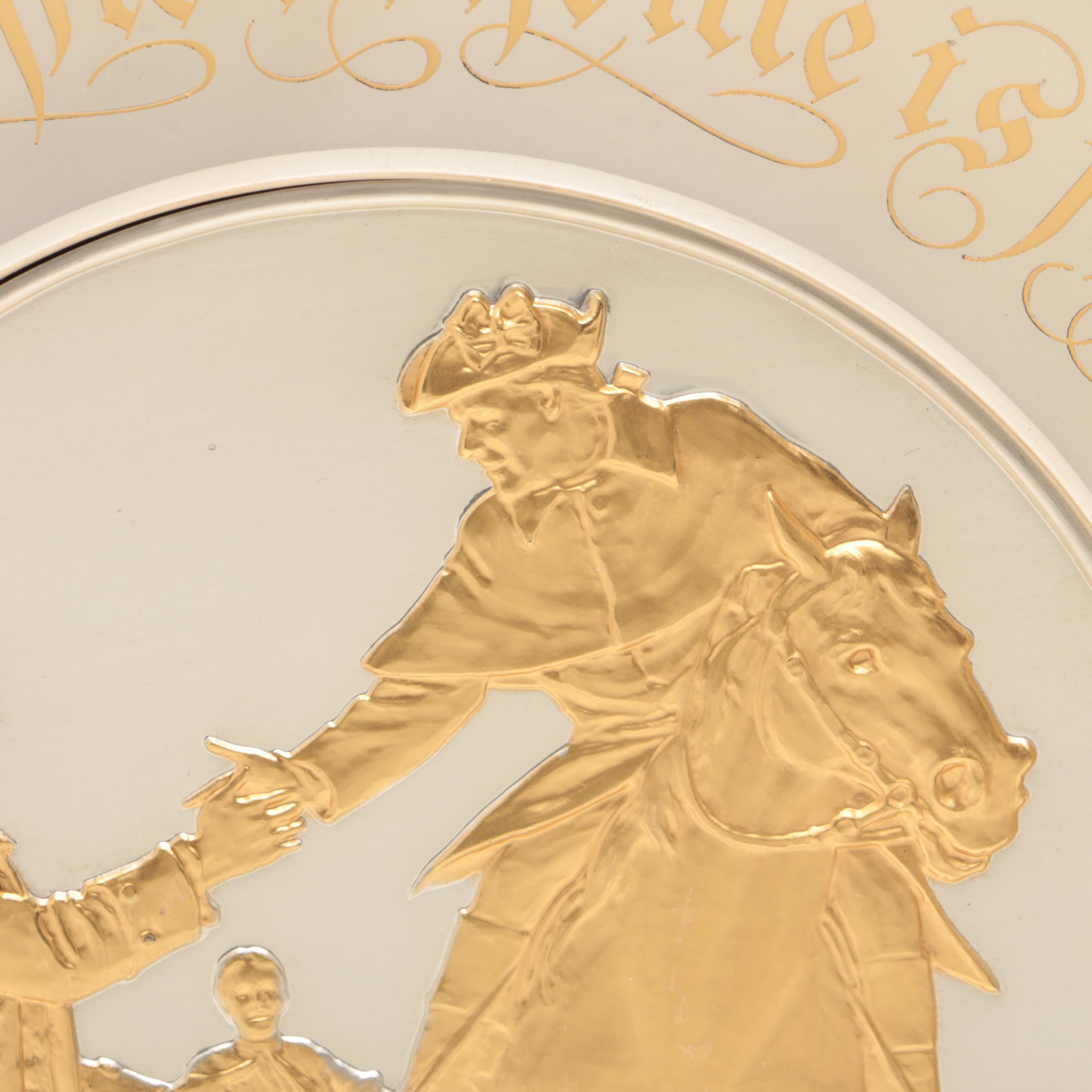 Franklin Mint Bicentennial Sterling Silver and 24K Gold Commemorative Plates