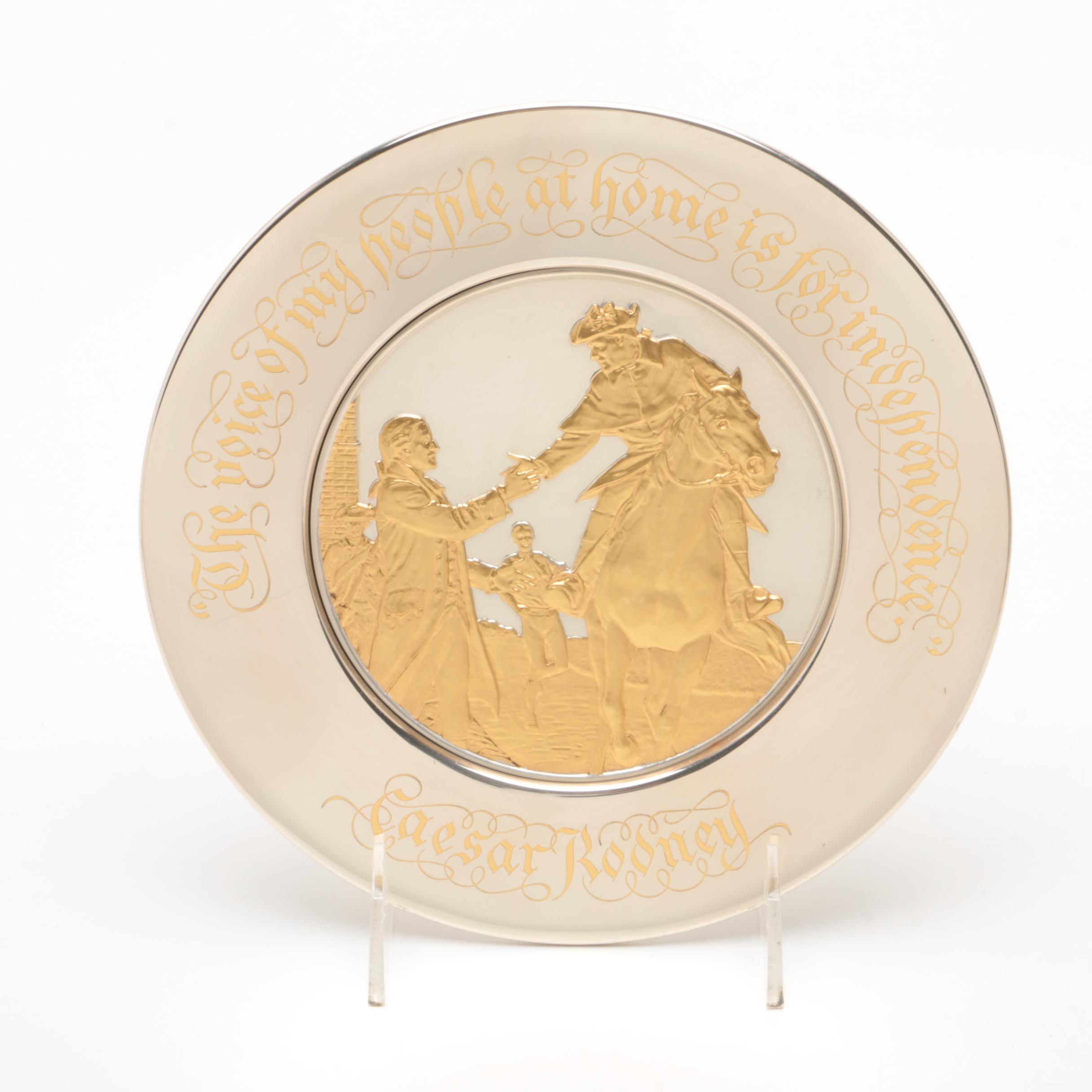 Franklin Mint Bicentennial Sterling Silver and 24K Gold Commemorative Plates