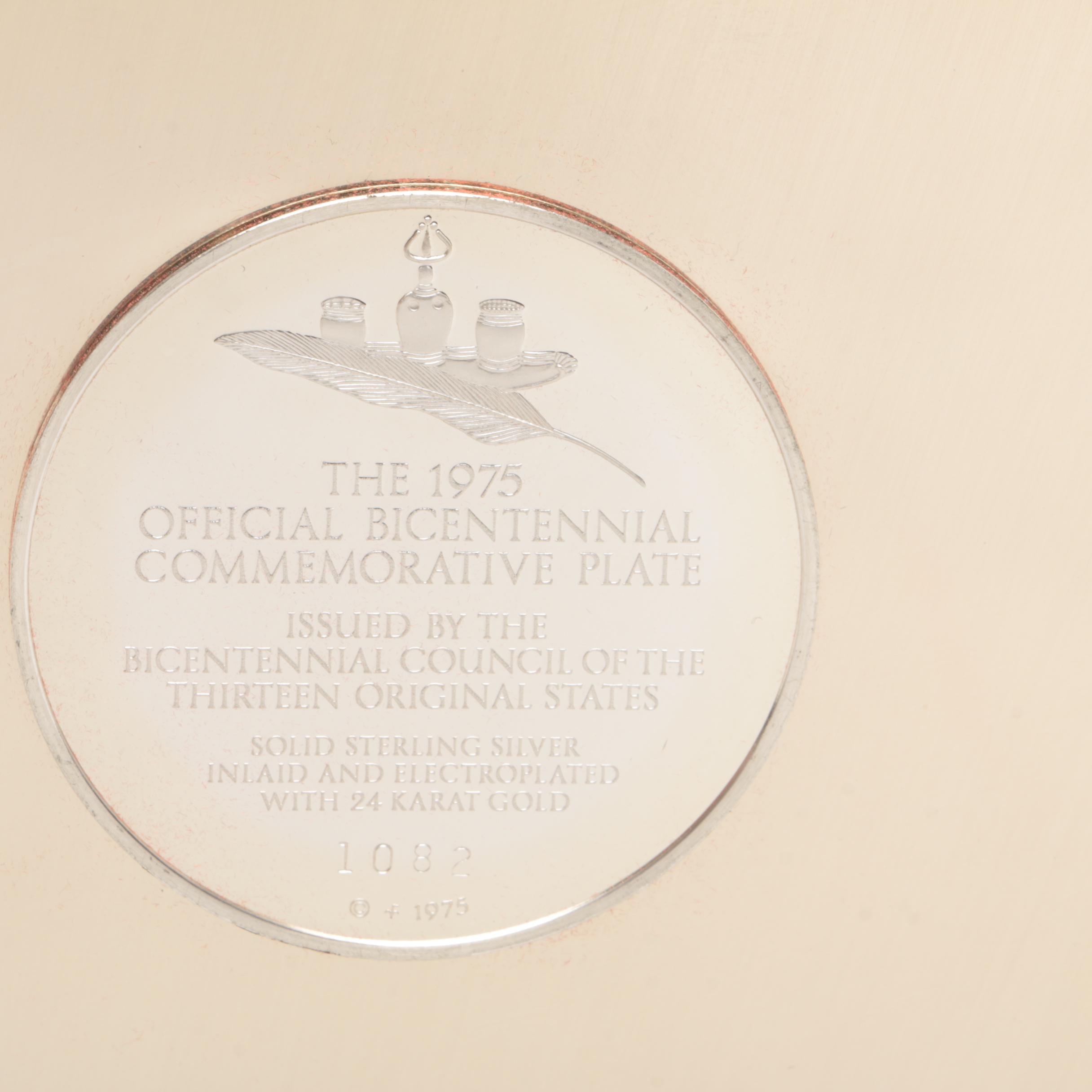 Franklin Mint Bicentennial Sterling Silver and 24K Gold Commemorative Plates