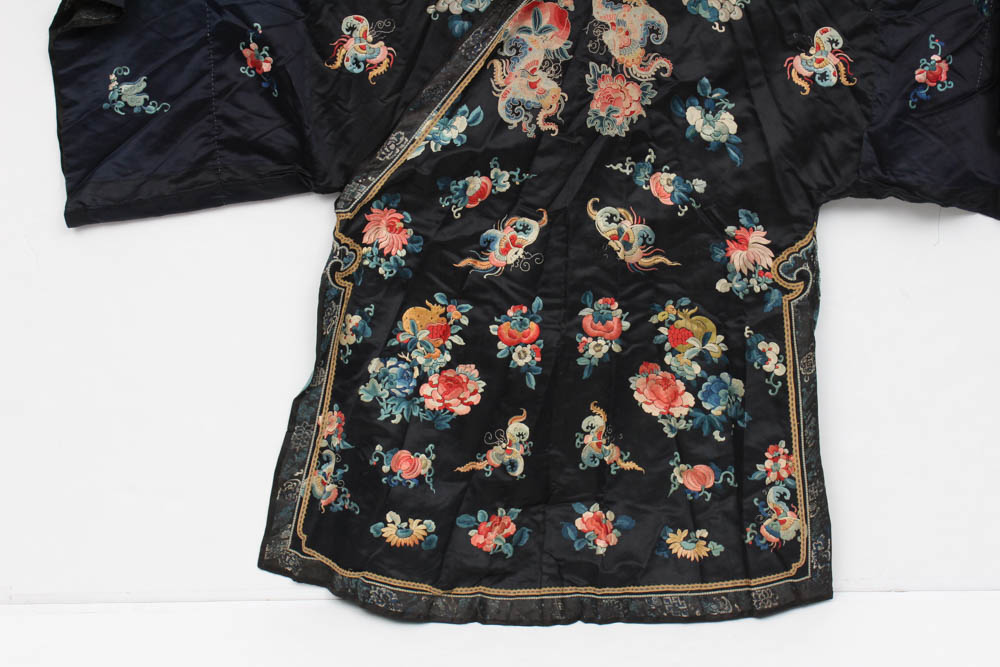 Antique Qing Dynasty Chinese Silk Robe with Forbidden Stitch