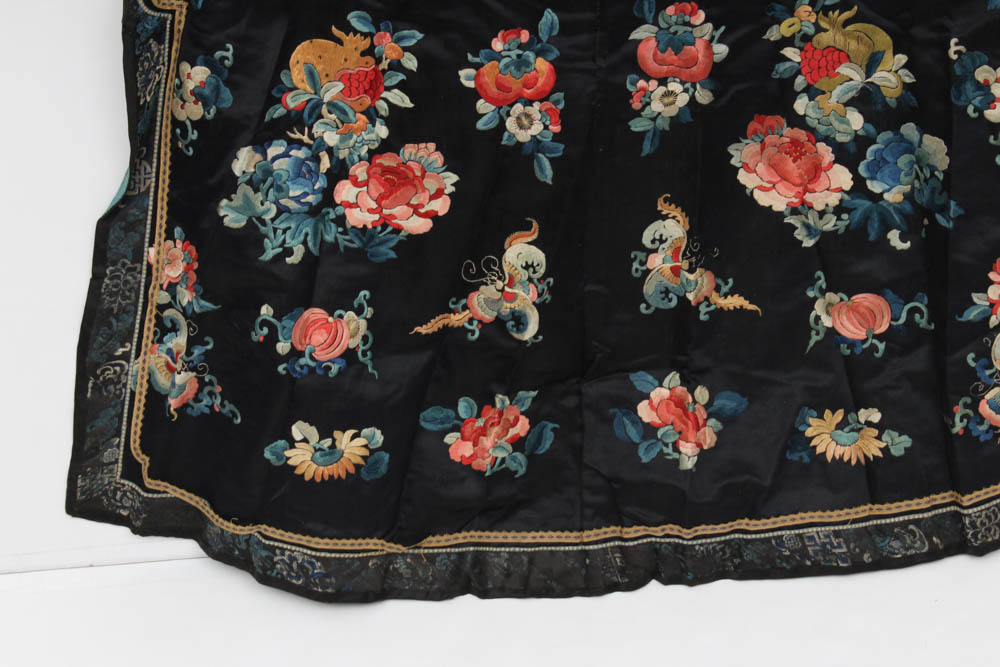 Antique Qing Dynasty Chinese Silk Robe with Forbidden Stitch