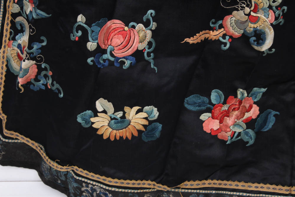 Antique Qing Dynasty Chinese Silk Robe with Forbidden Stitch
