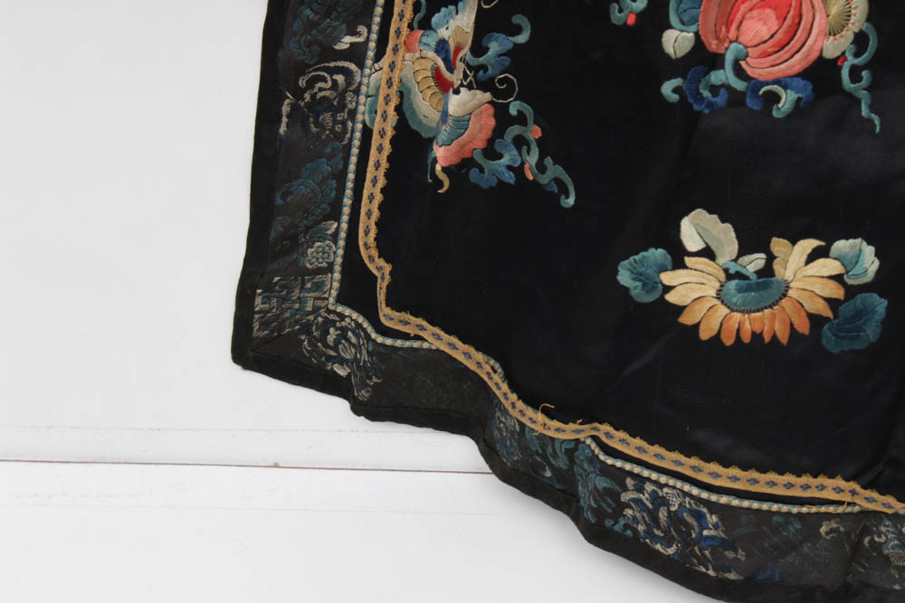 Antique Qing Dynasty Chinese Silk Robe with Forbidden Stitch