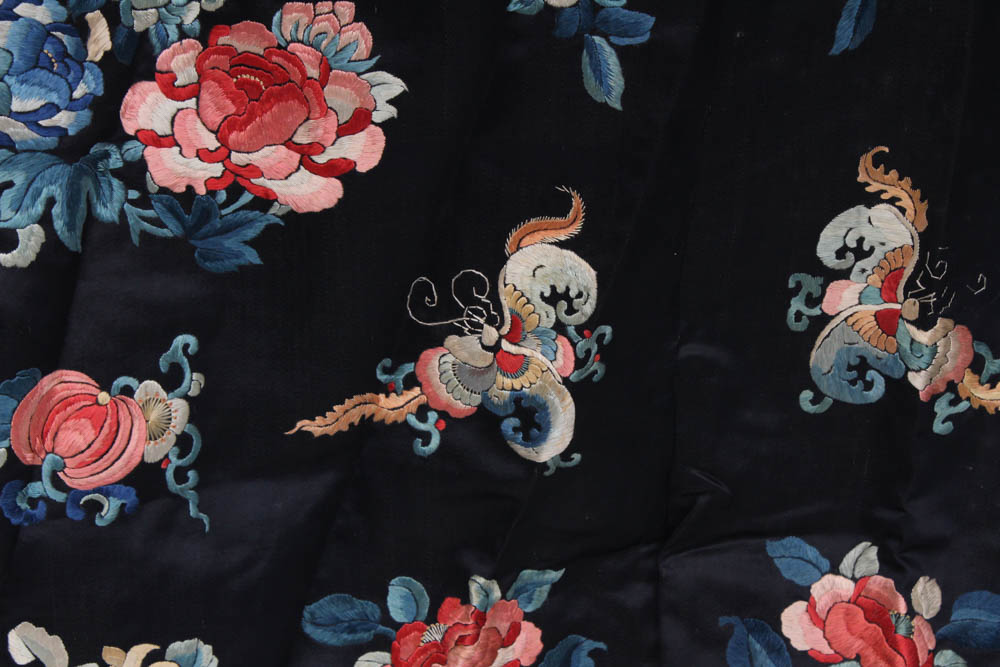 Antique Qing Dynasty Chinese Silk Robe with Forbidden Stitch