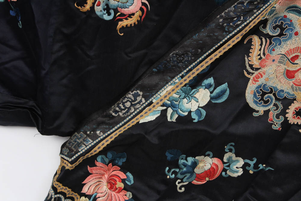 Antique Qing Dynasty Chinese Silk Robe with Forbidden Stitch