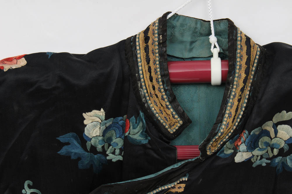 Antique Qing Dynasty Chinese Silk Robe with Forbidden Stitch