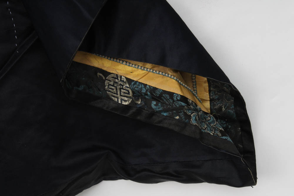 Antique Qing Dynasty Chinese Silk Robe with Forbidden Stitch