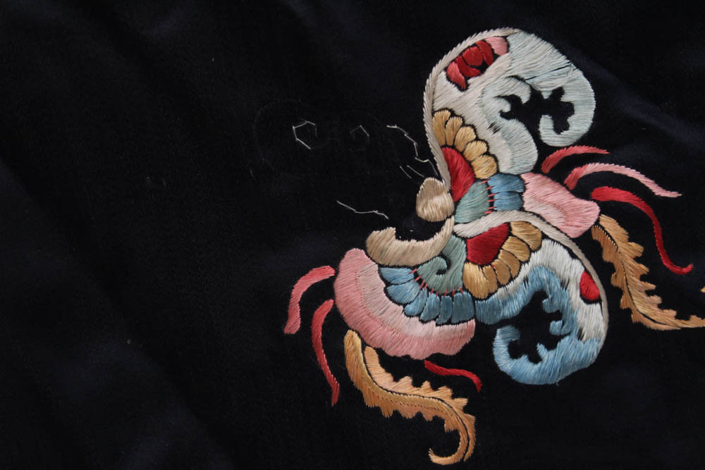 Antique Qing Dynasty Chinese Silk Robe with Forbidden Stitch