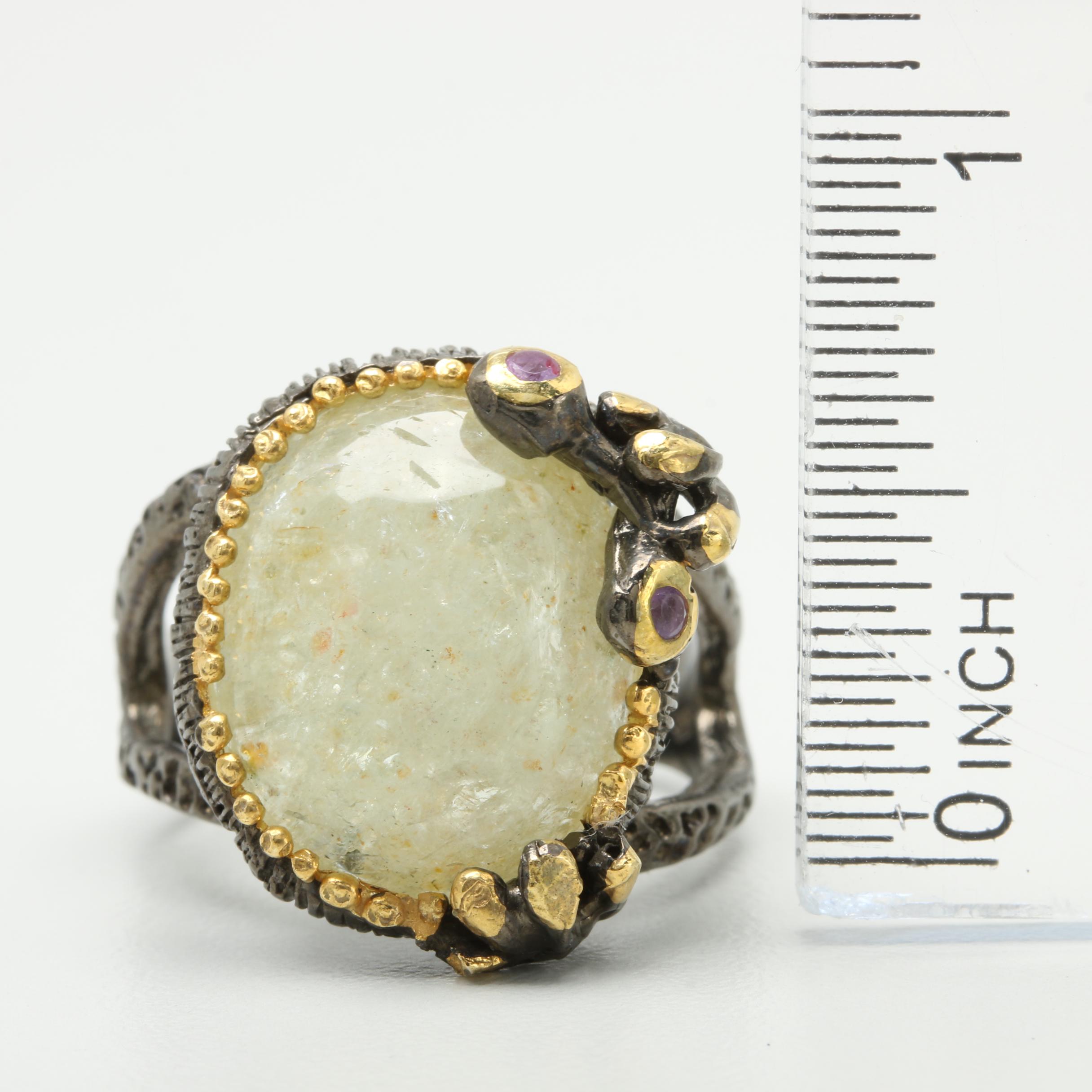 Sterling Silver Rings Including Opal, Citrine, and Amethyst