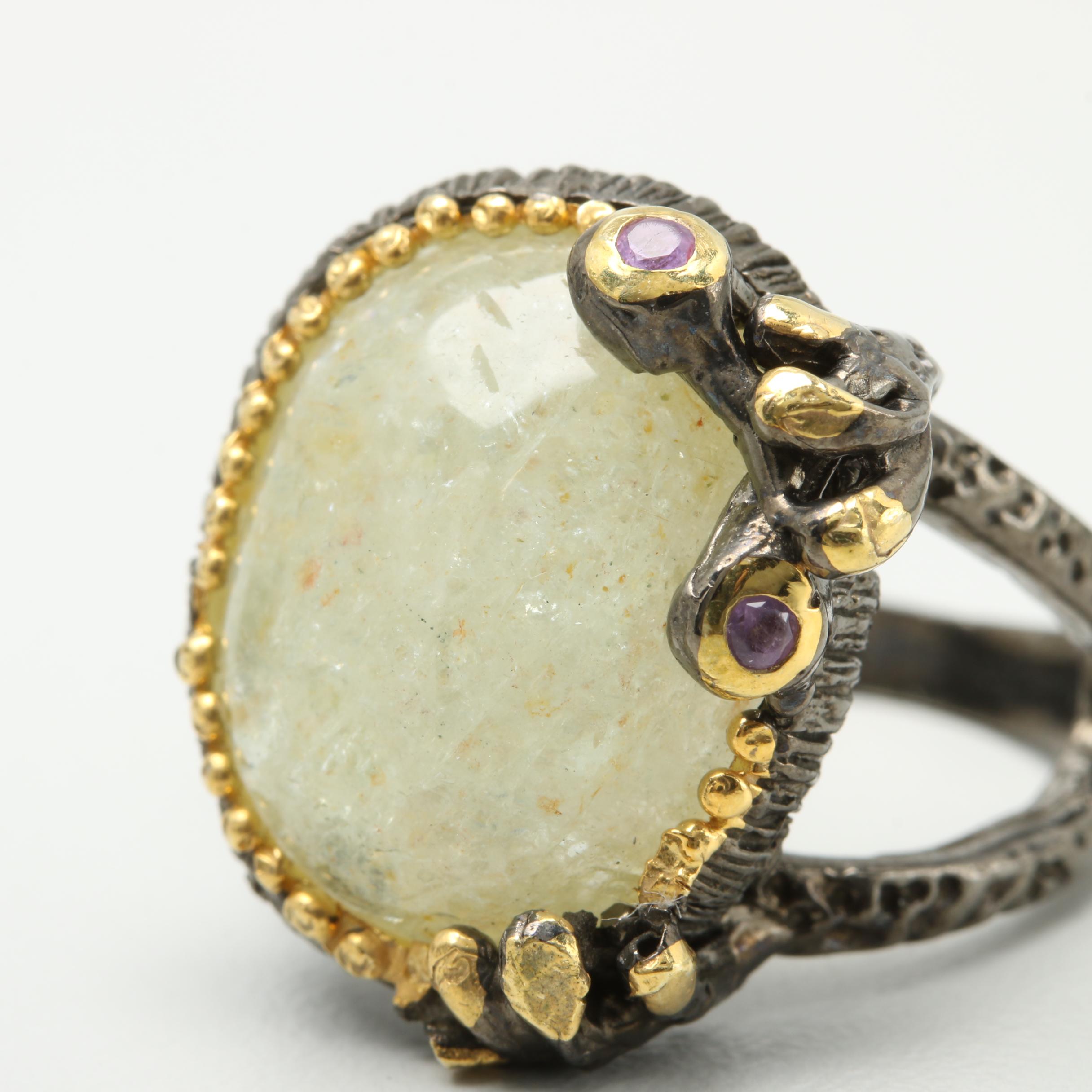 Sterling Silver Rings Including Opal, Citrine, and Amethyst