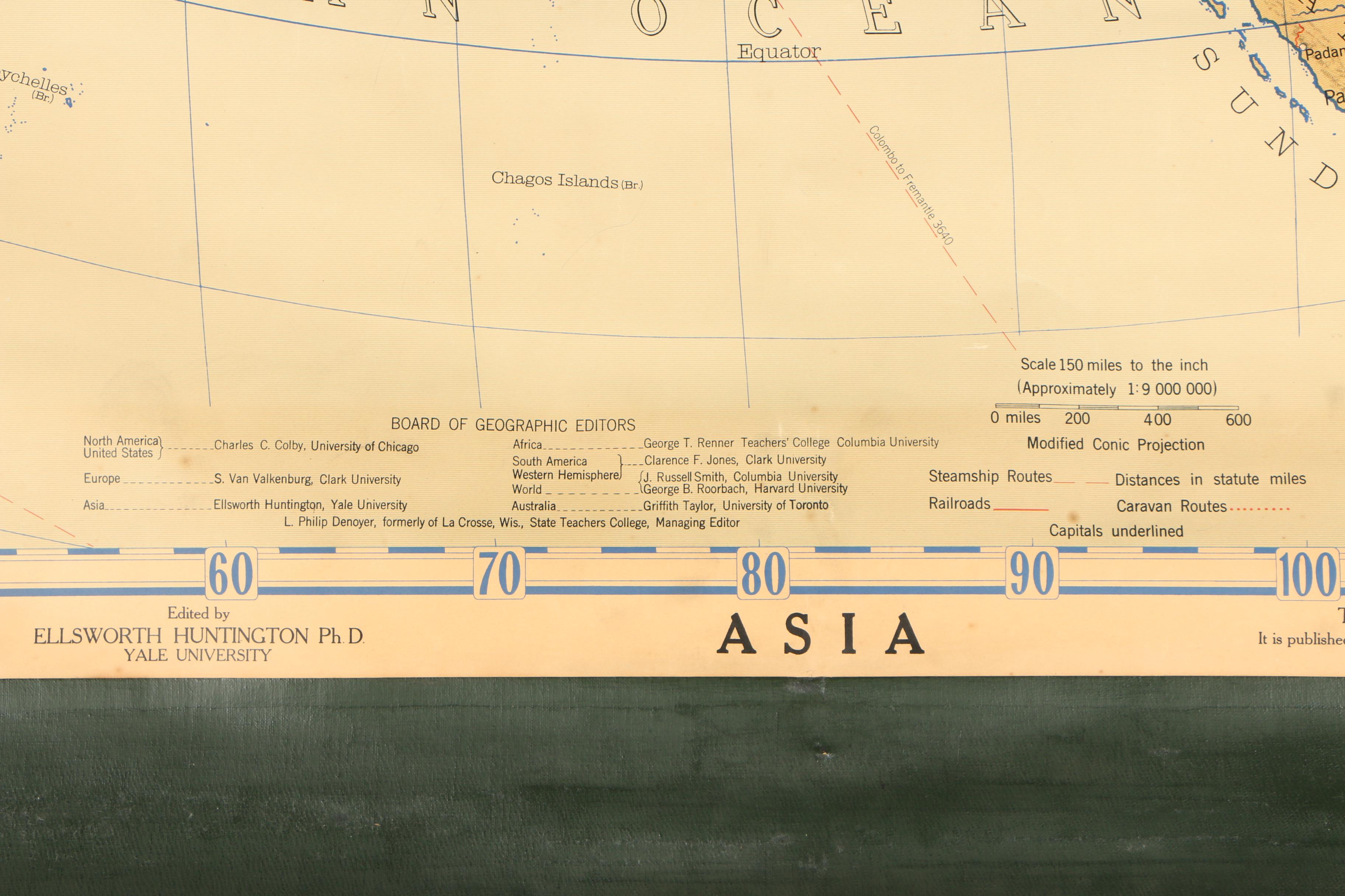 Denoyer-Geppert Color Lithograph USSR/Asia Map