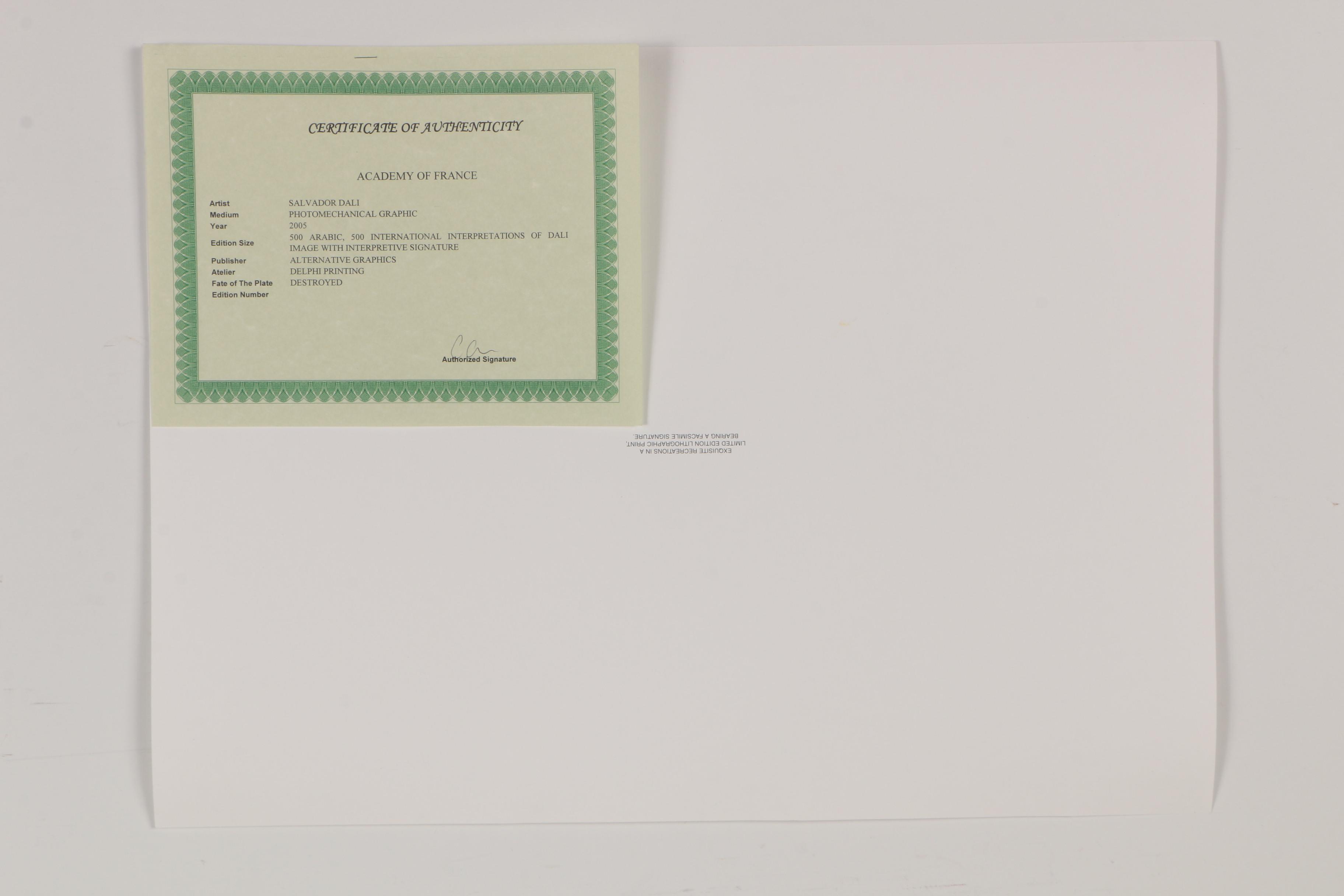 Offset Lithograph after Salvador Dalí "Academy of France"