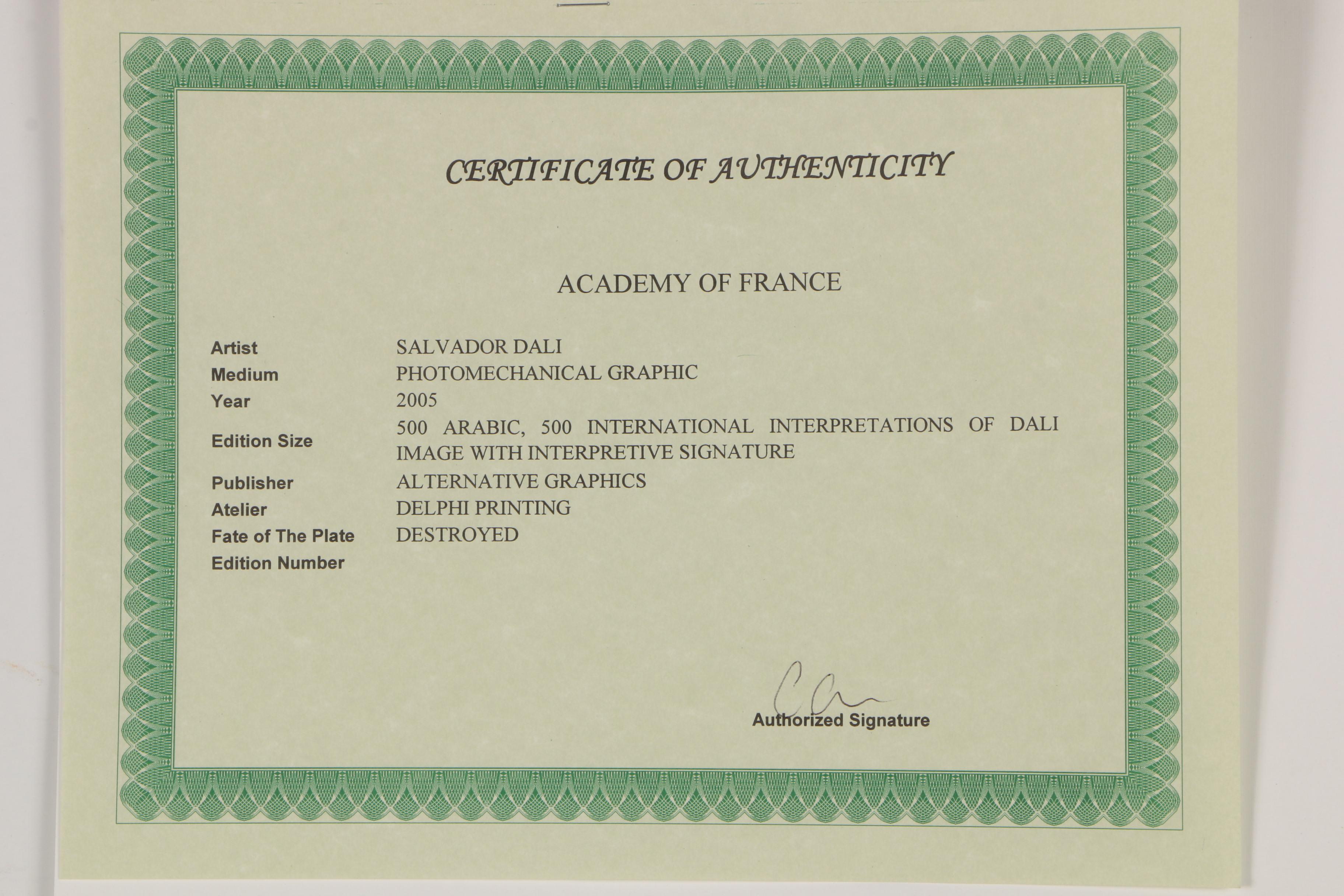 Offset Lithograph after Salvador Dalí "Academy of France"