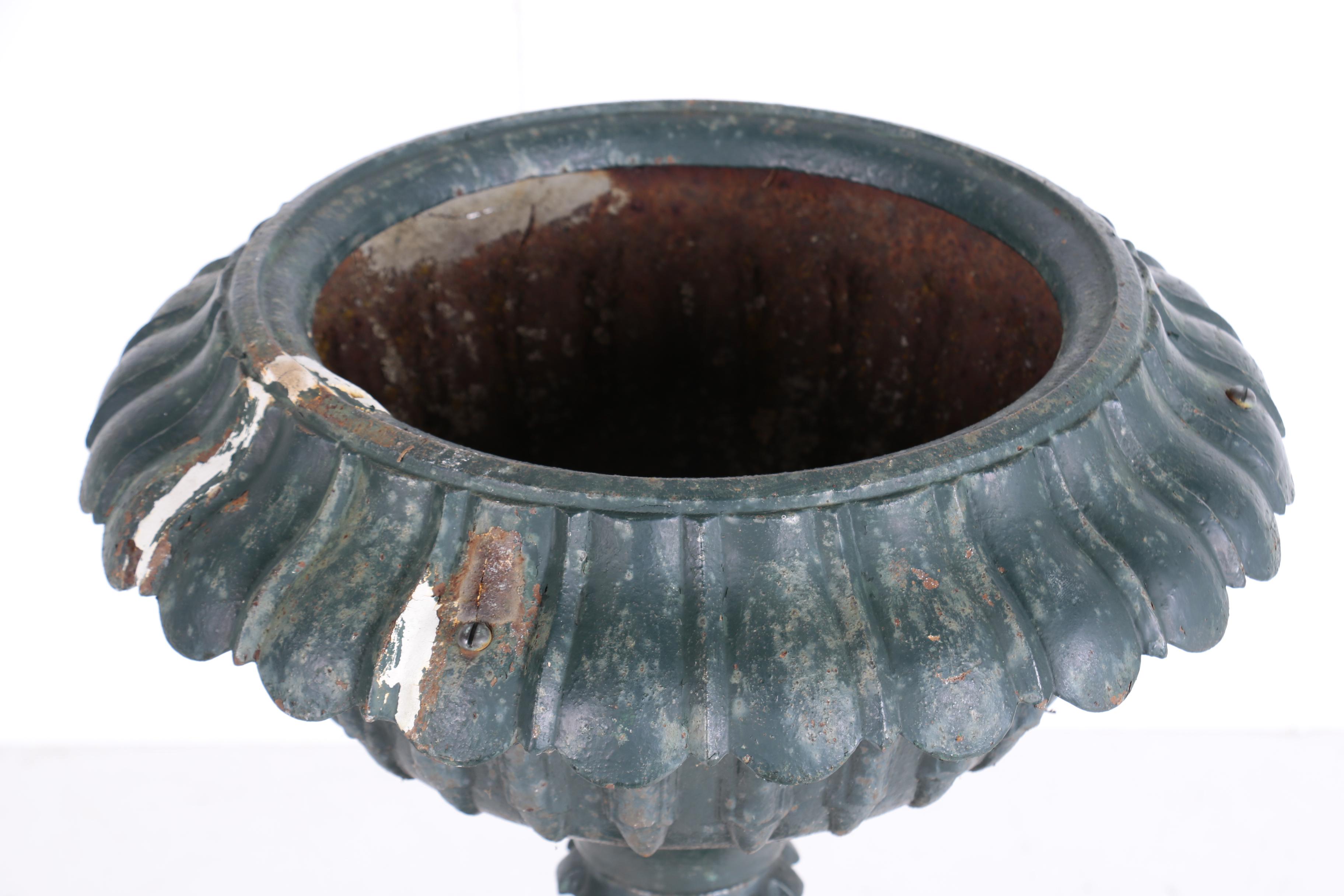 Victorian Green-Painted Cast Iron Garden Fountain, Late 19th Century