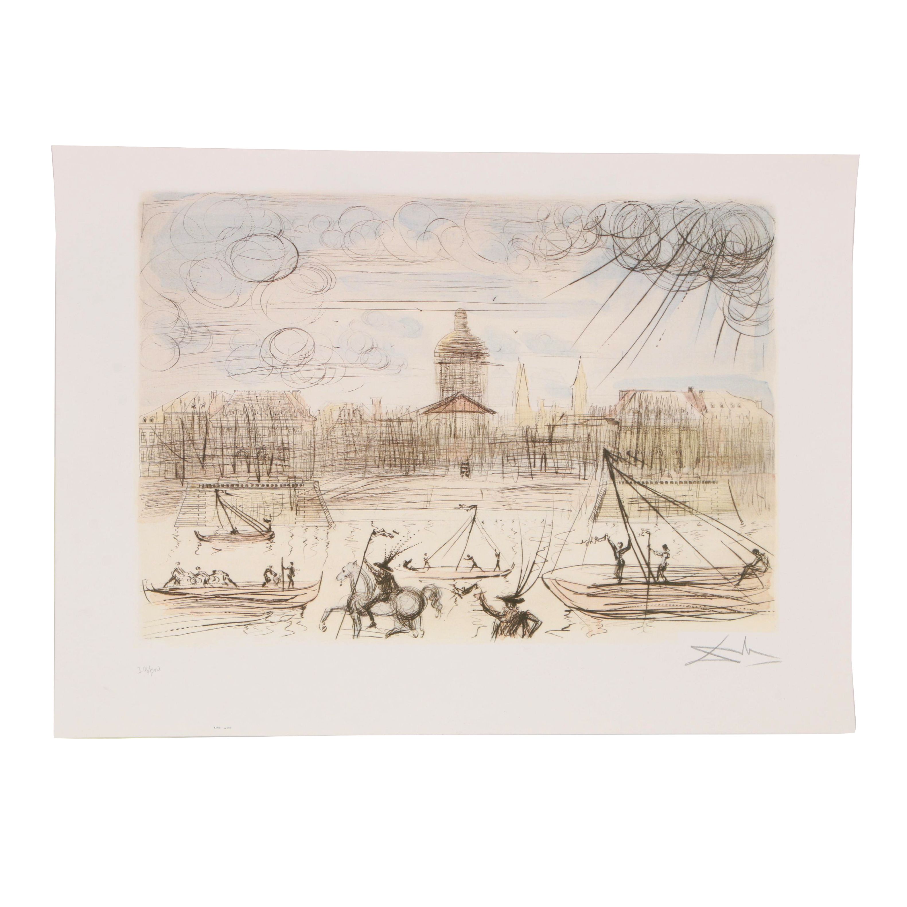 Offset Lithograph after Salvador Dalí "Academy of France"