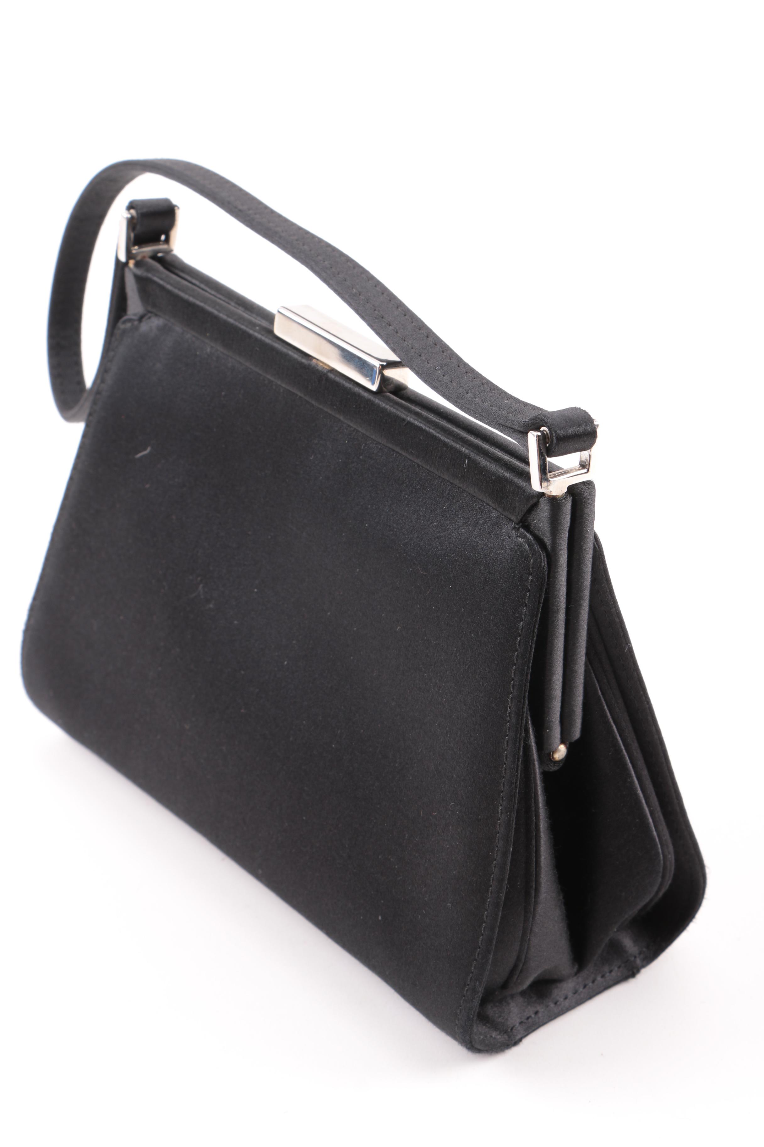 Vintage Gucci Black Satin Evening Bag