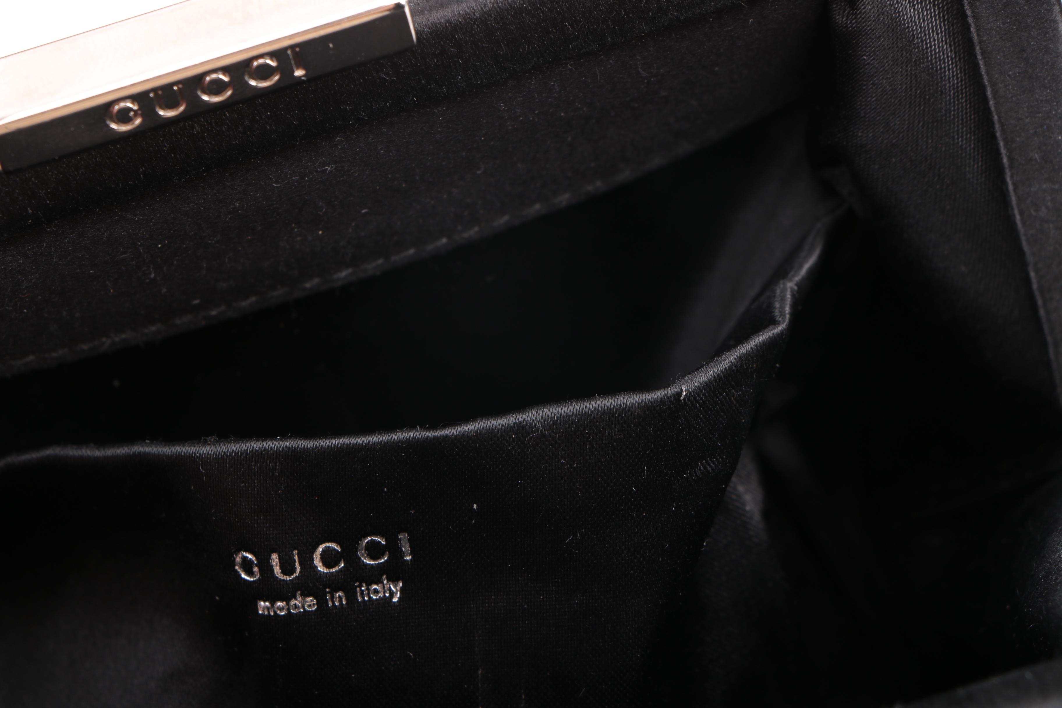 Vintage Gucci Black Satin Evening Bag