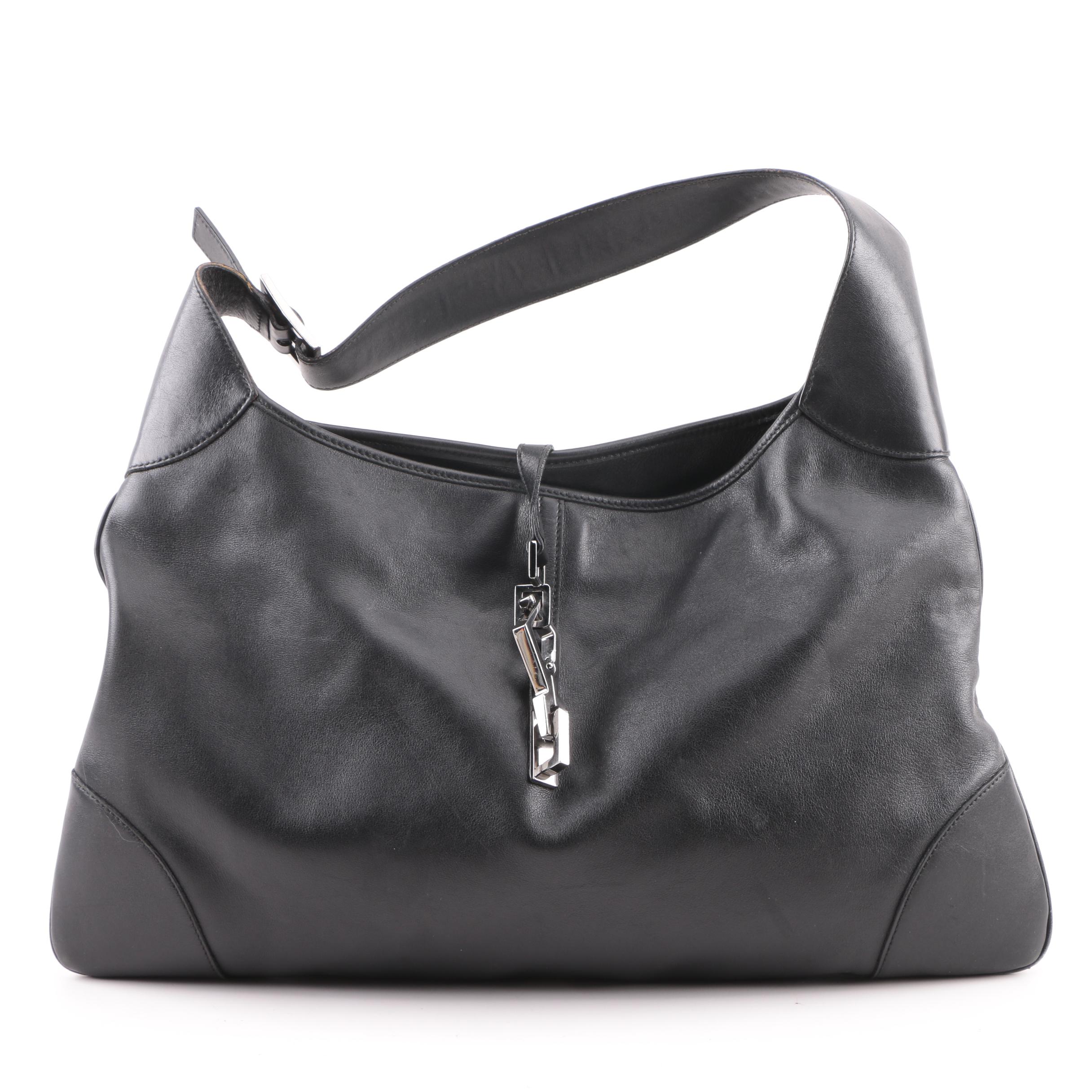 Vintage Gucci Black Leather Hobo Bag