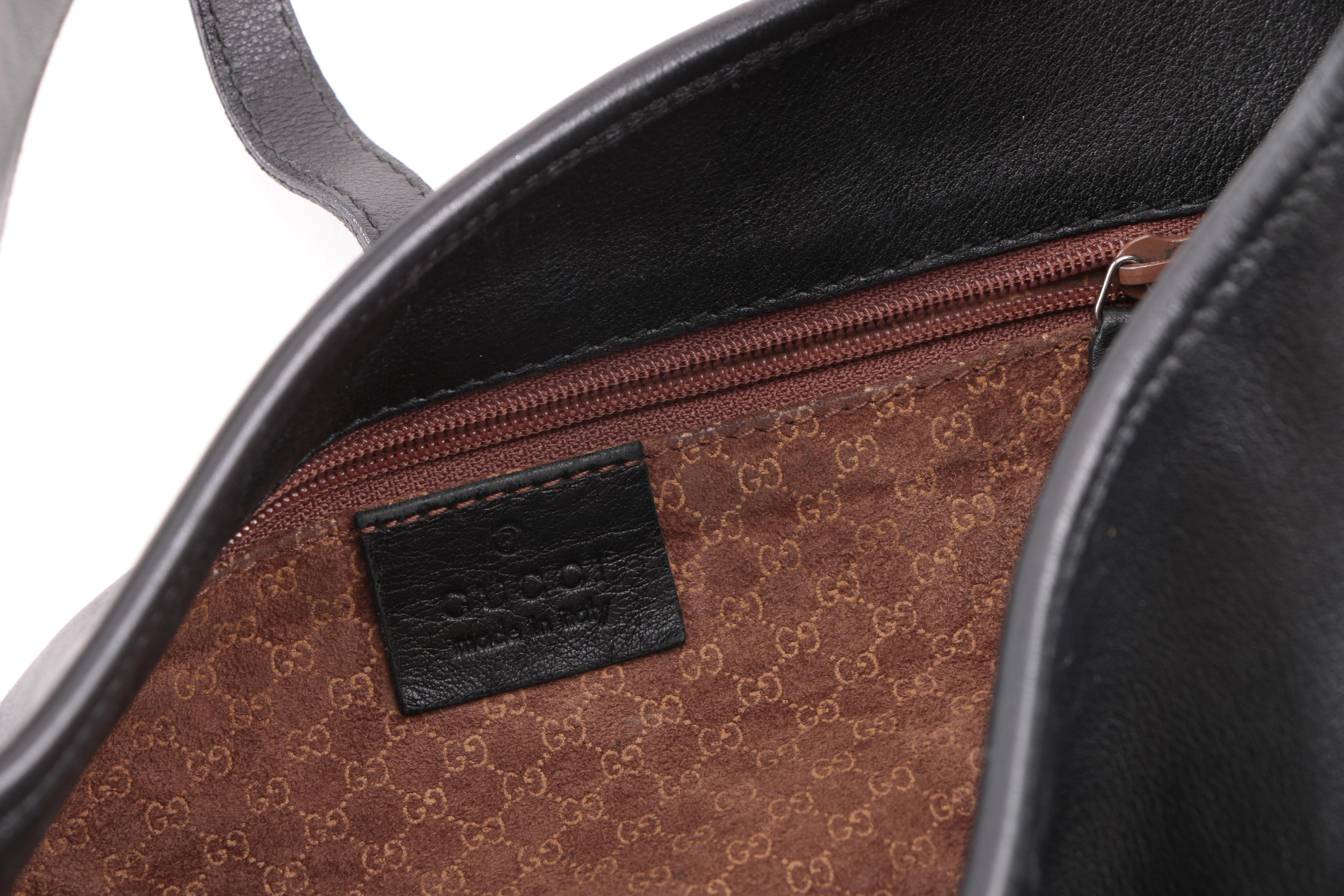 Vintage Gucci Black Leather Hobo Bag