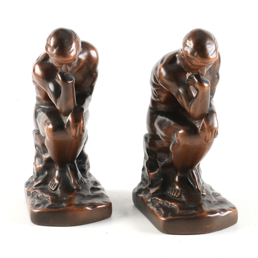 1929 Nuart Thinker Metal Bookends