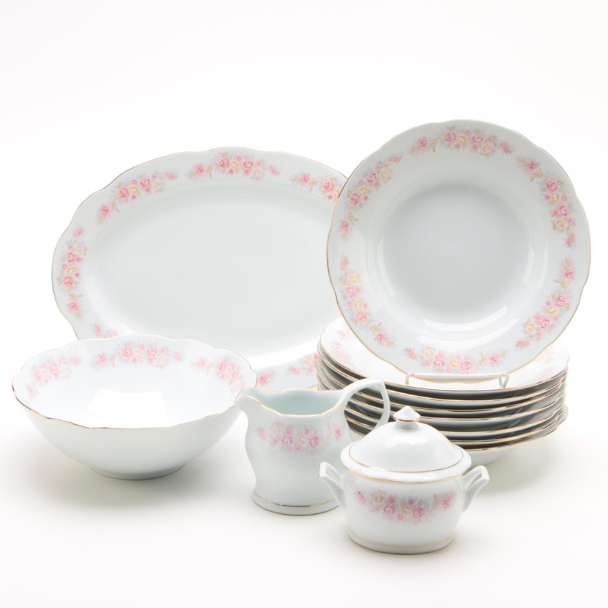 Vintage Chinese Floral Porcelain Dinnerware Set