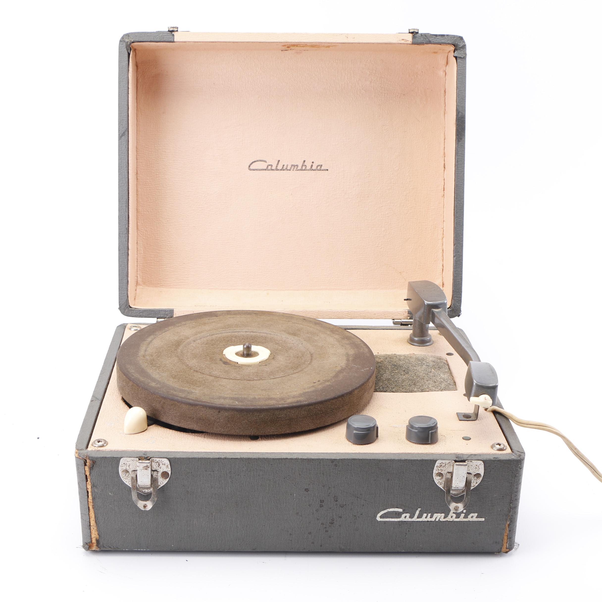 Vintage Columbia Record Player and Zenith Radio