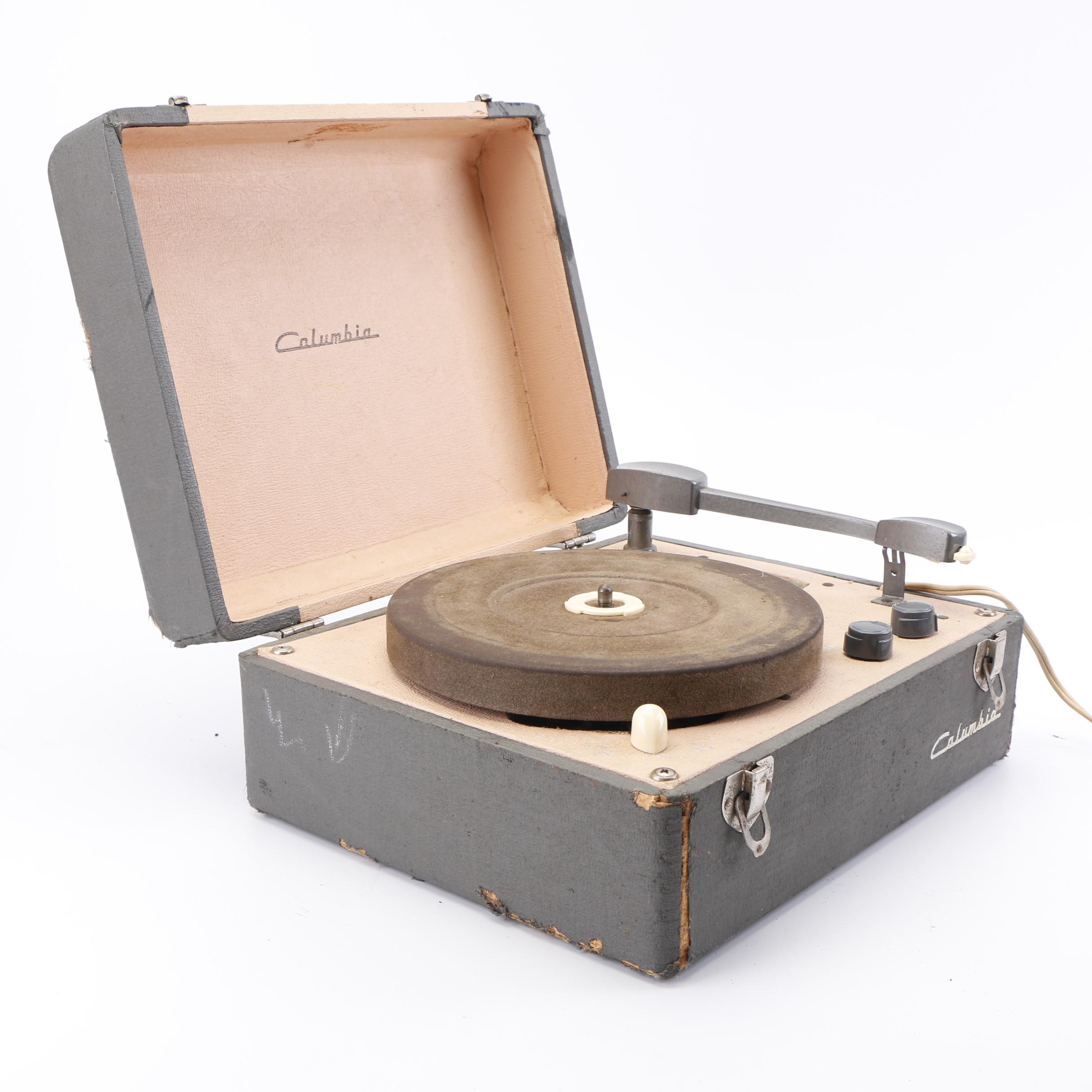 Vintage Columbia Record Player and Zenith Radio