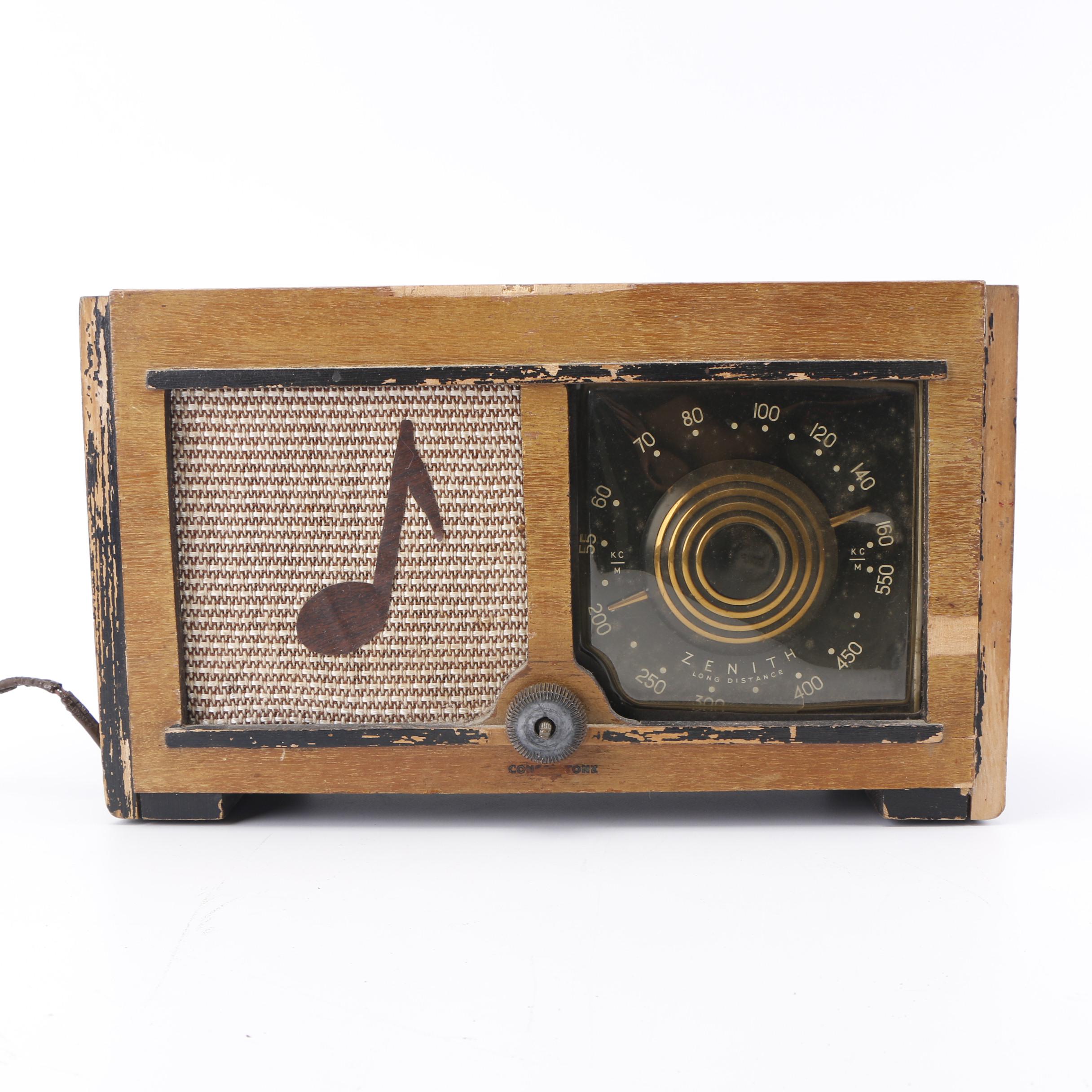 Vintage Columbia Record Player and Zenith Radio