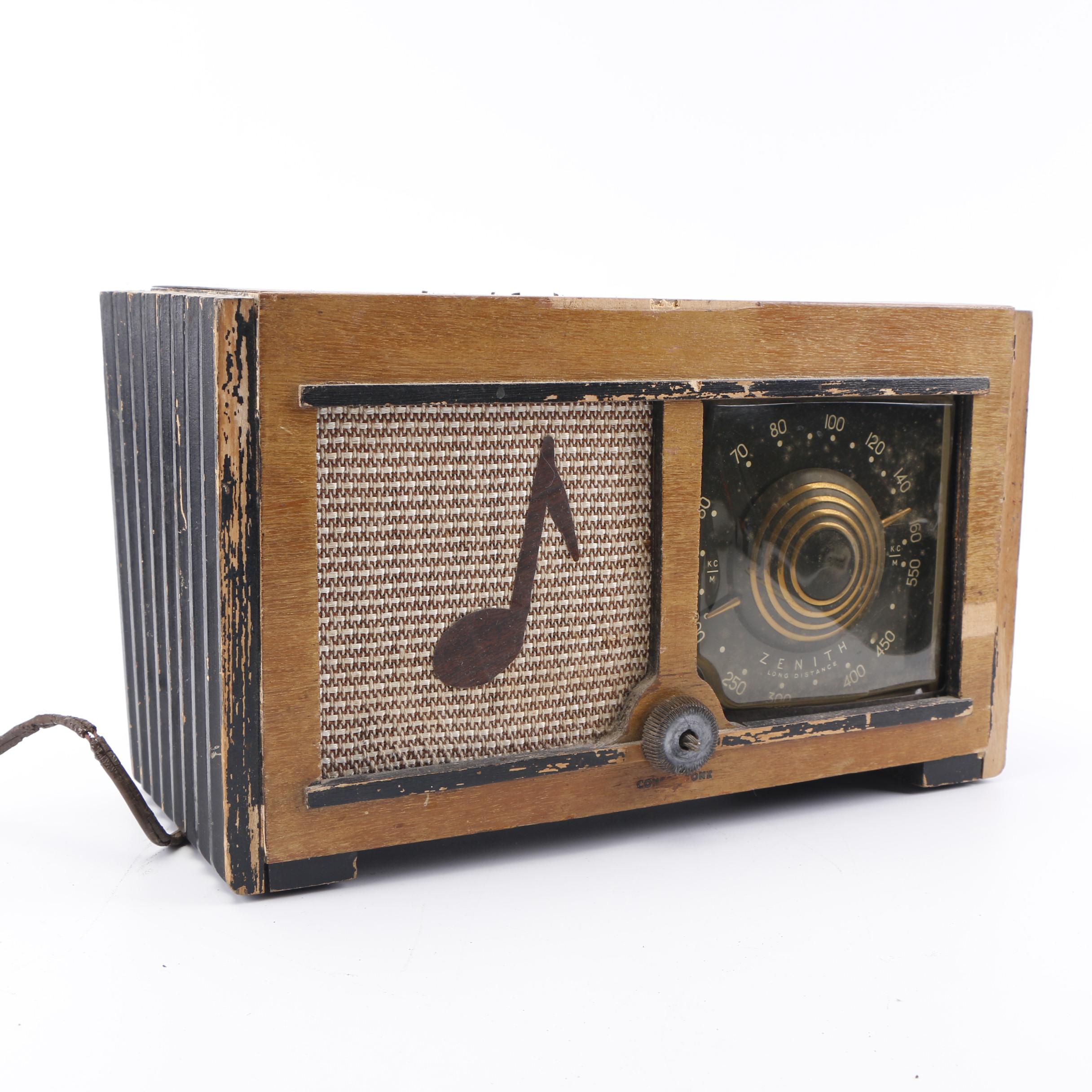 Vintage Columbia Record Player and Zenith Radio