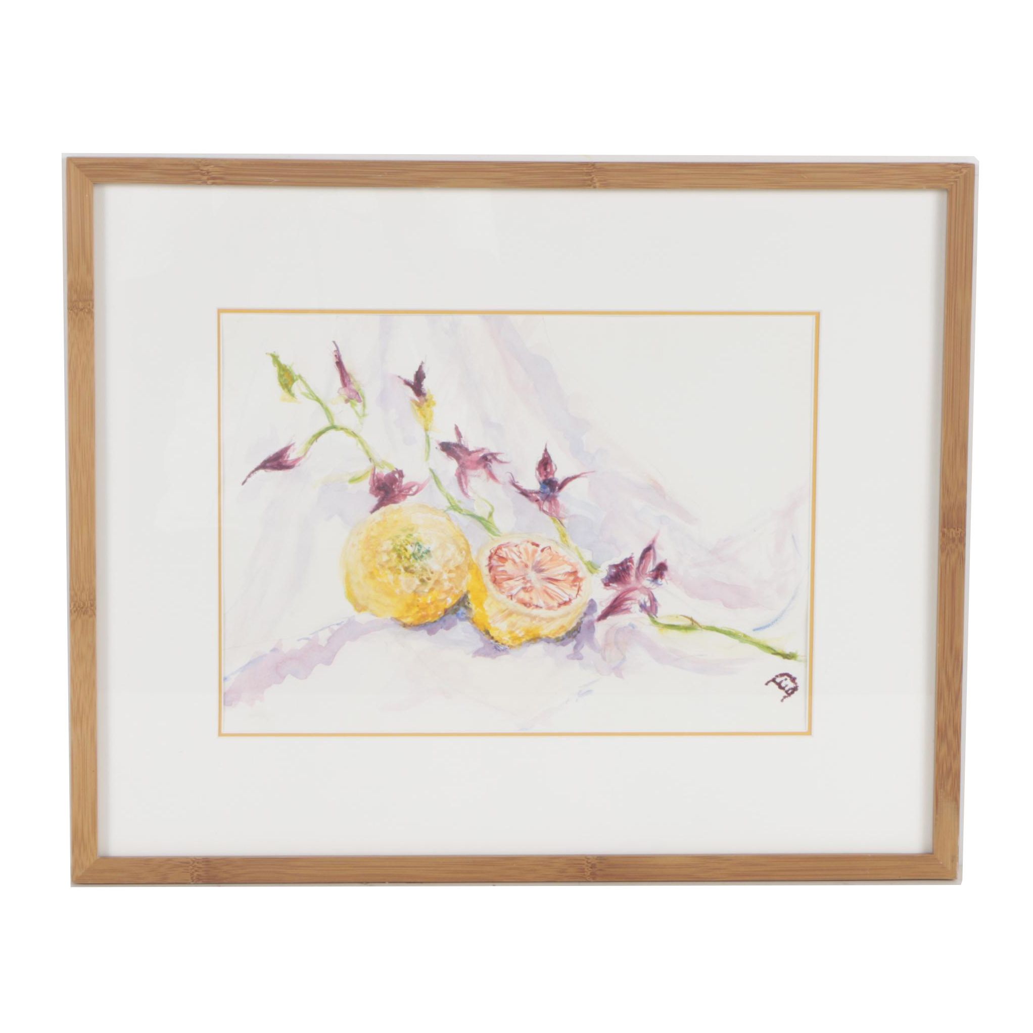Eve D'Amato Watercolor Painting "With a Slice of Lemon"