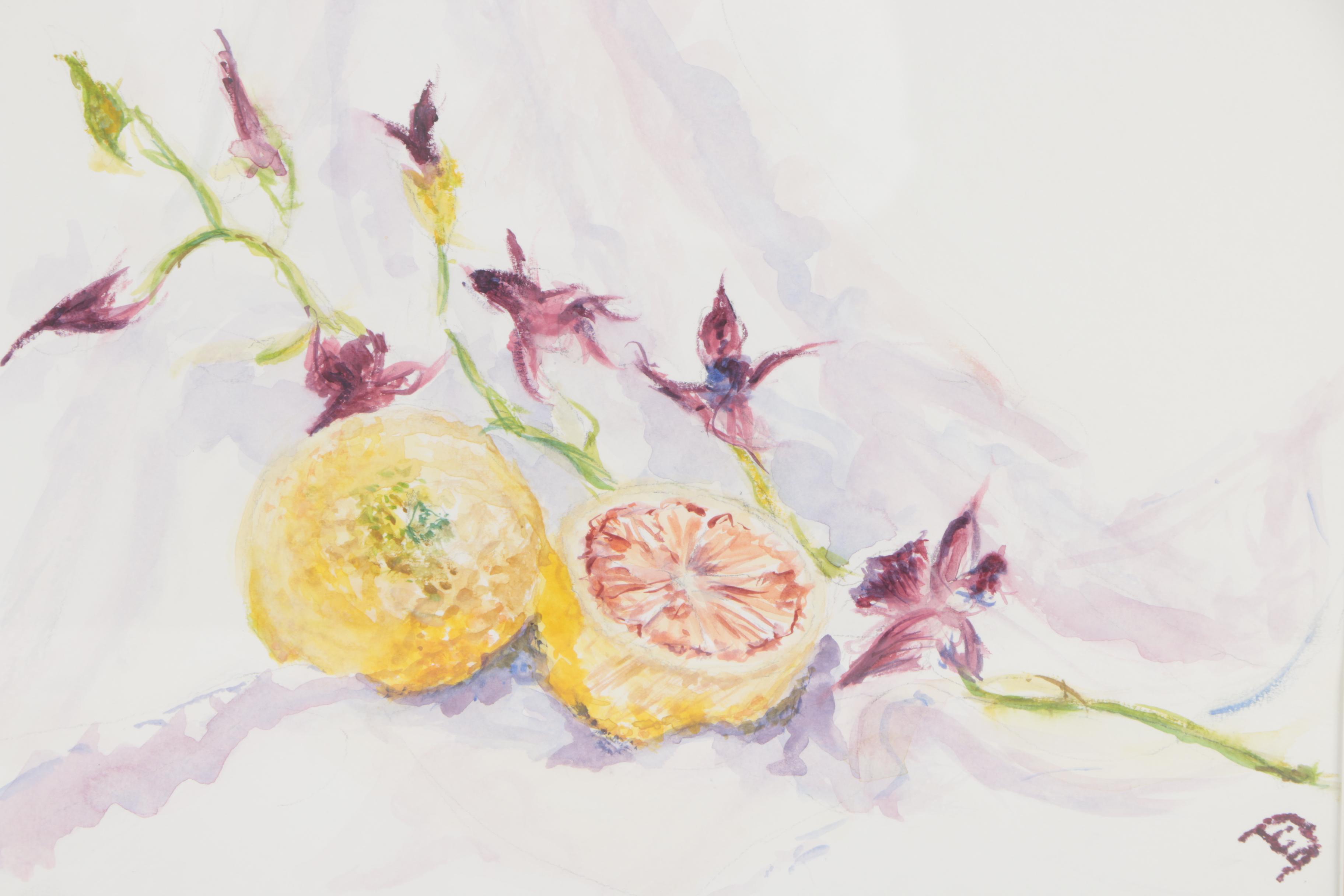Eve D'Amato Watercolor Painting "With a Slice of Lemon"