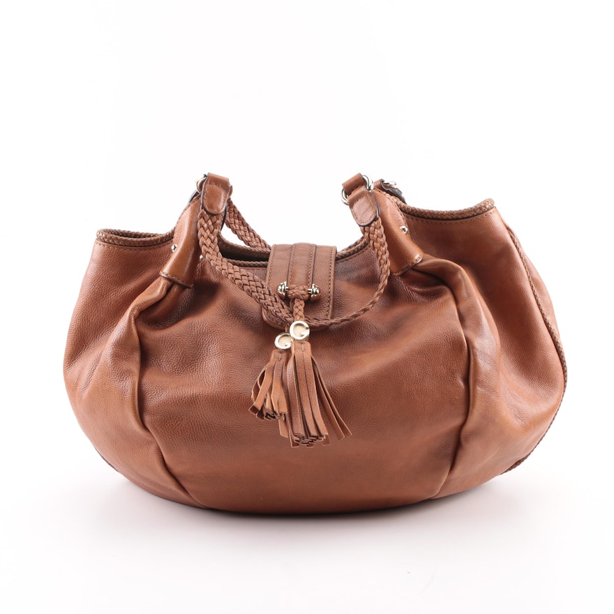 Gucci Brown Pebbled Leather Hobo Bag