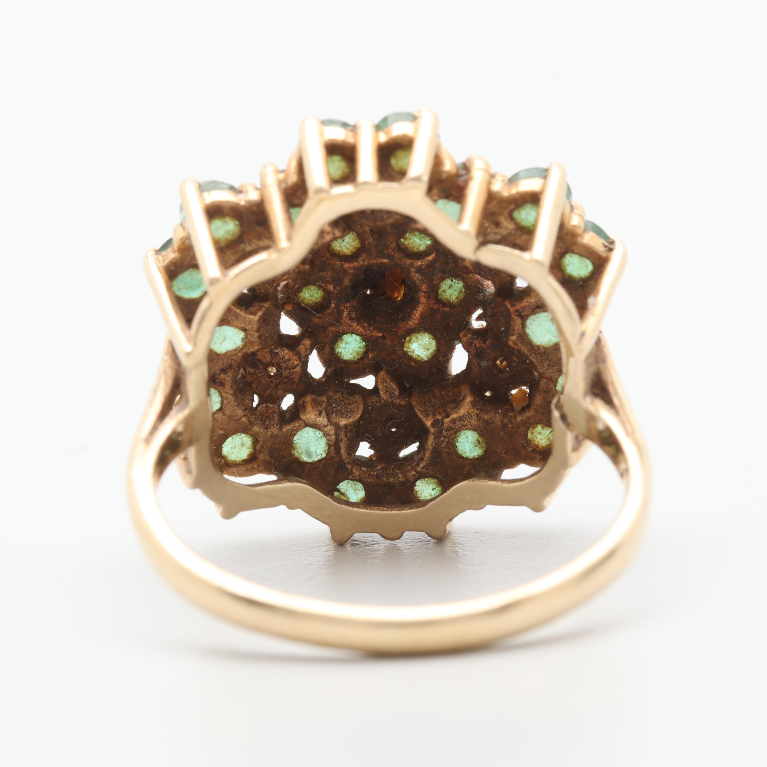 P & R Bushell 14K Yellow Gold Emerald and Diamond Ring