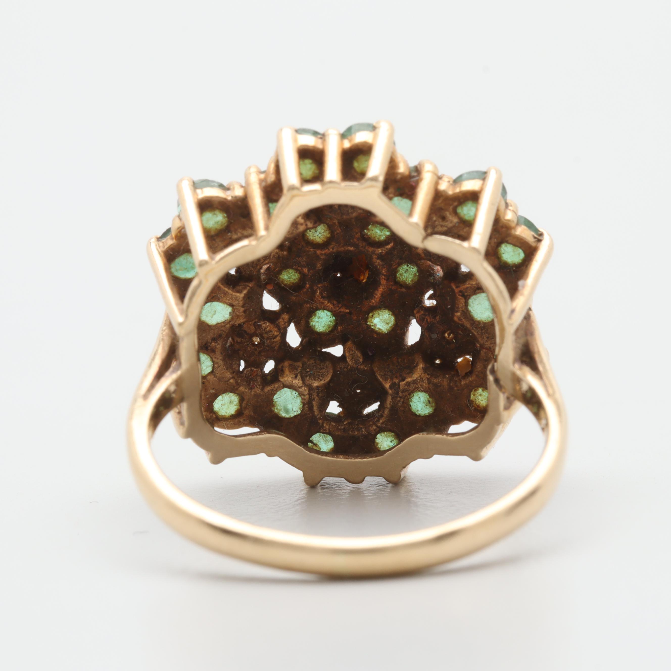 P & R Bushell 14K Yellow Gold Emerald and Diamond Ring