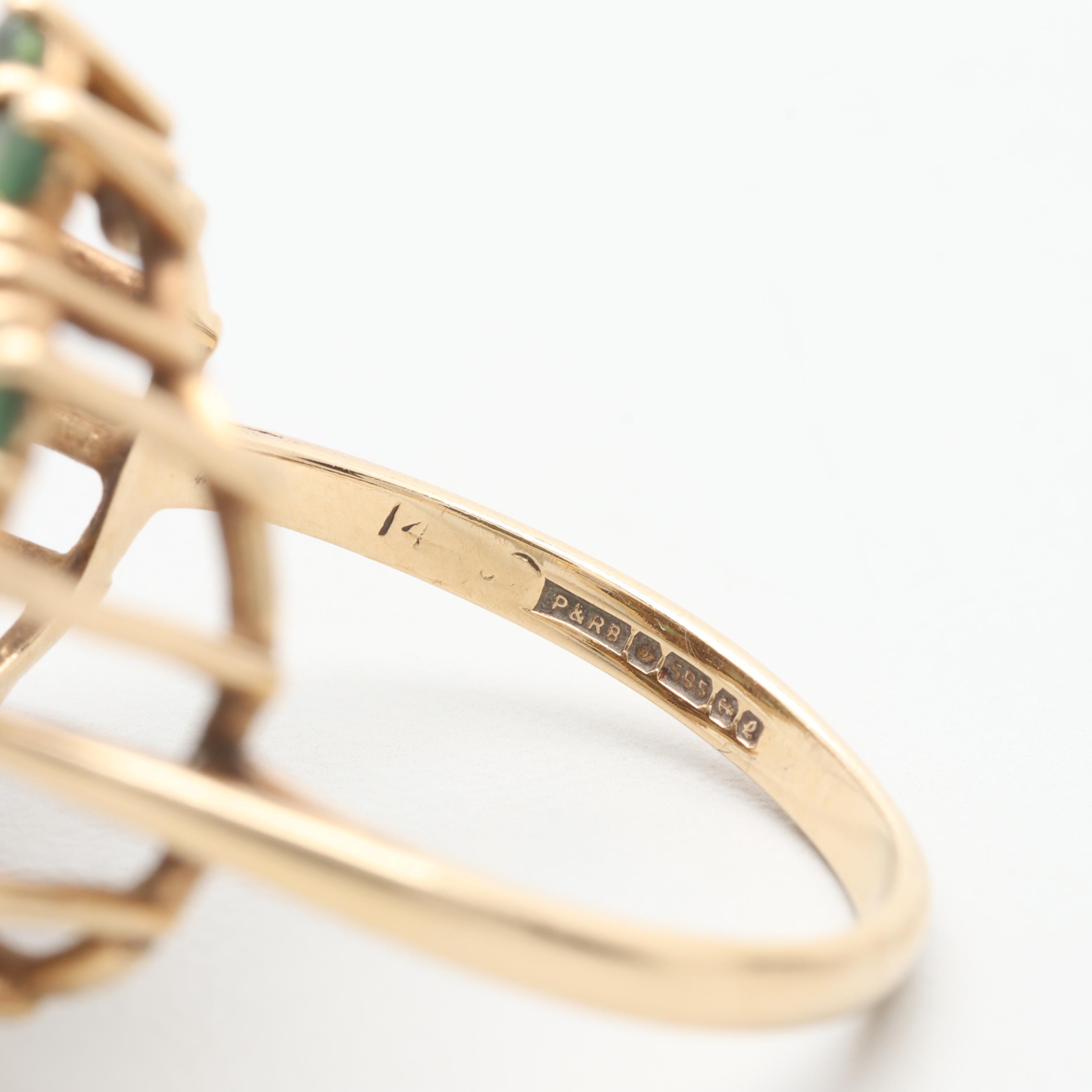 P & R Bushell 14K Yellow Gold Emerald and Diamond Ring