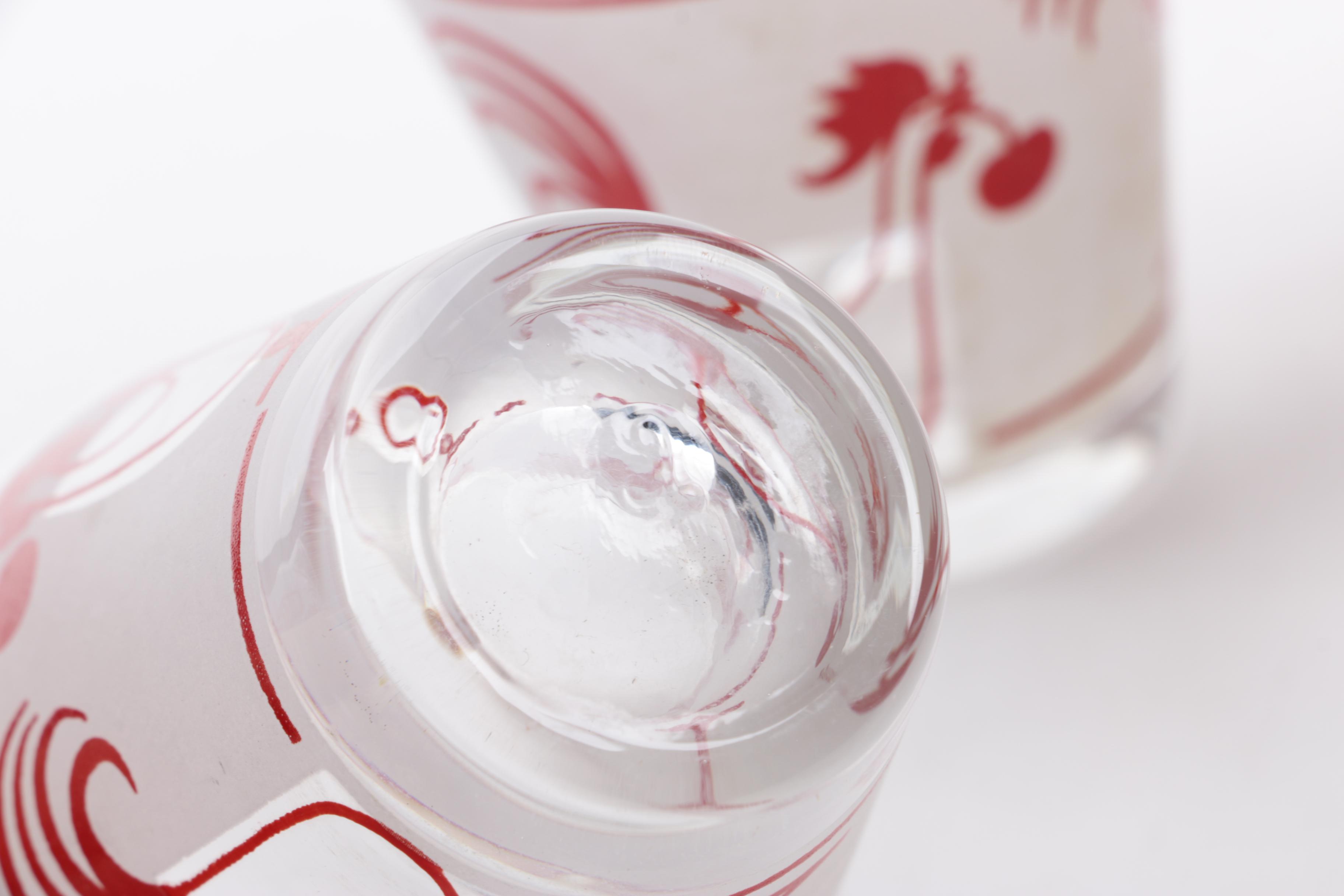 Vintage Libbey Rooster Shot Glasses and Ice Bucket
