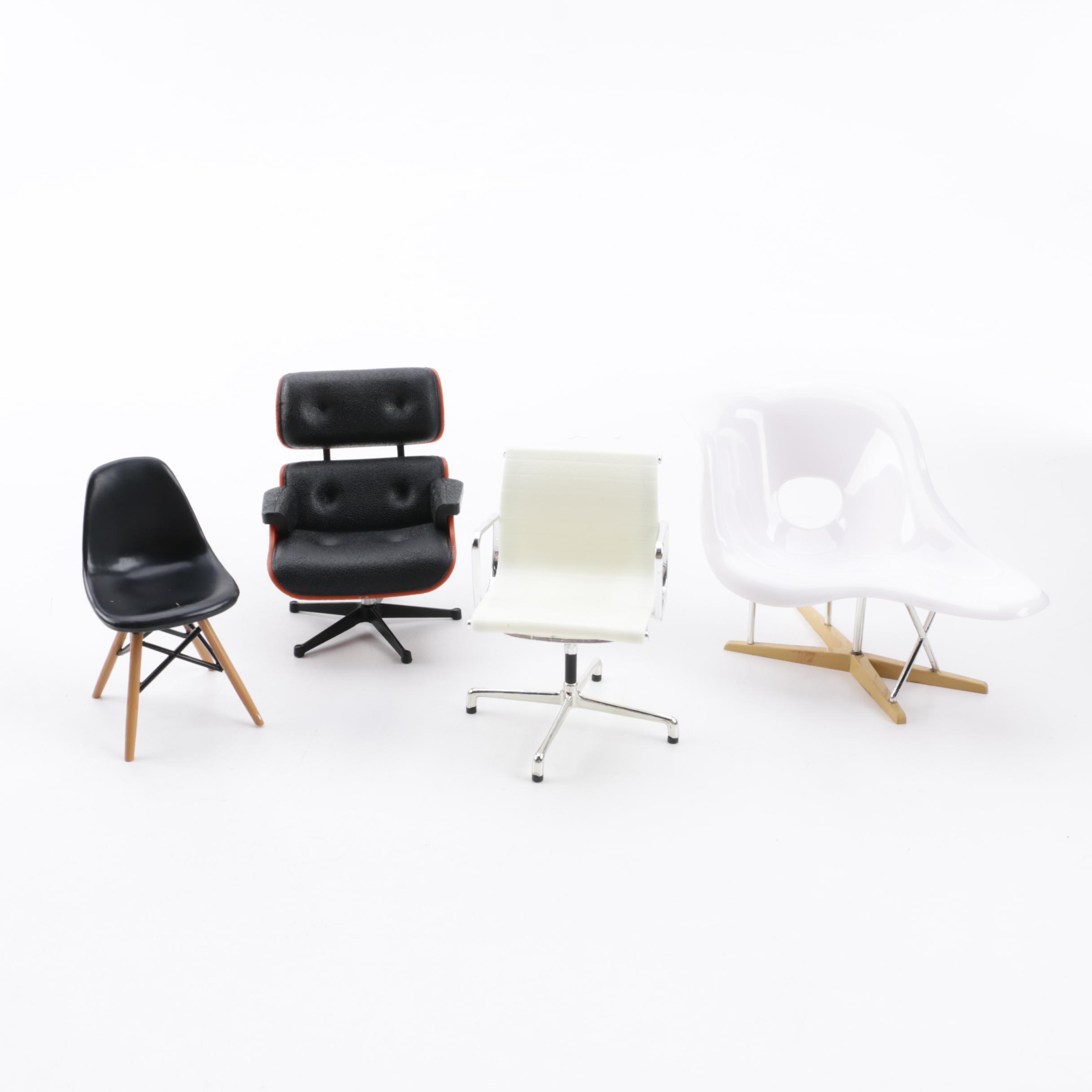 Miniature Eames Lounge Chair, DSW Chair, La Chaise and Management Chair