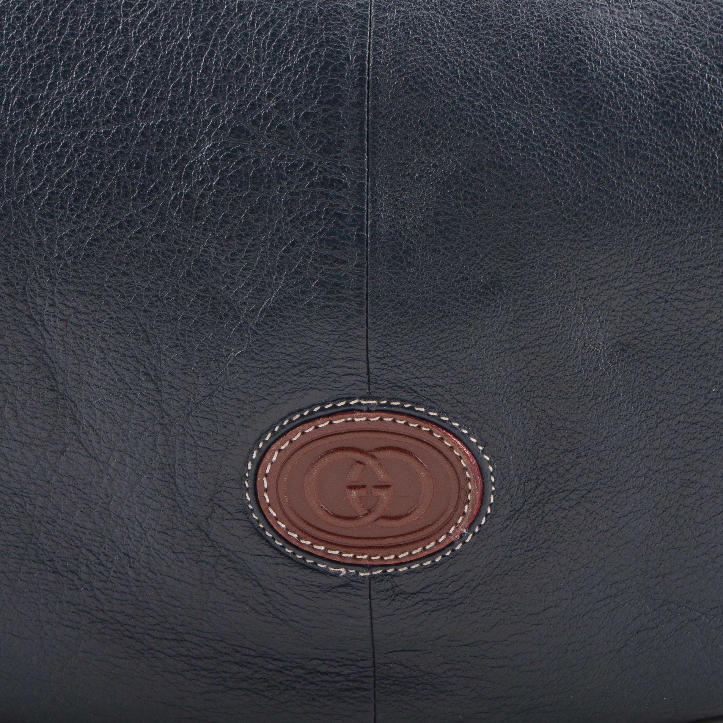 Vintage Gucci Navy Leather Hobo Sling Bag