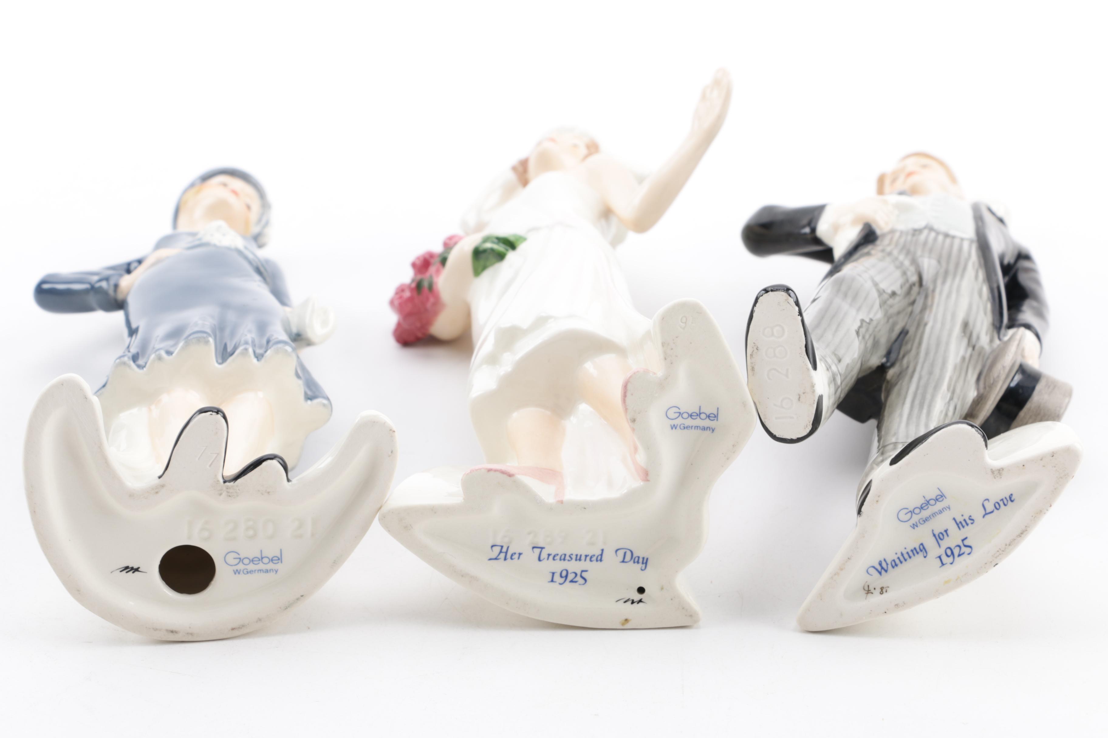 Goebel Figurines including "Her Treasured Day" and "Waiting for his Love"