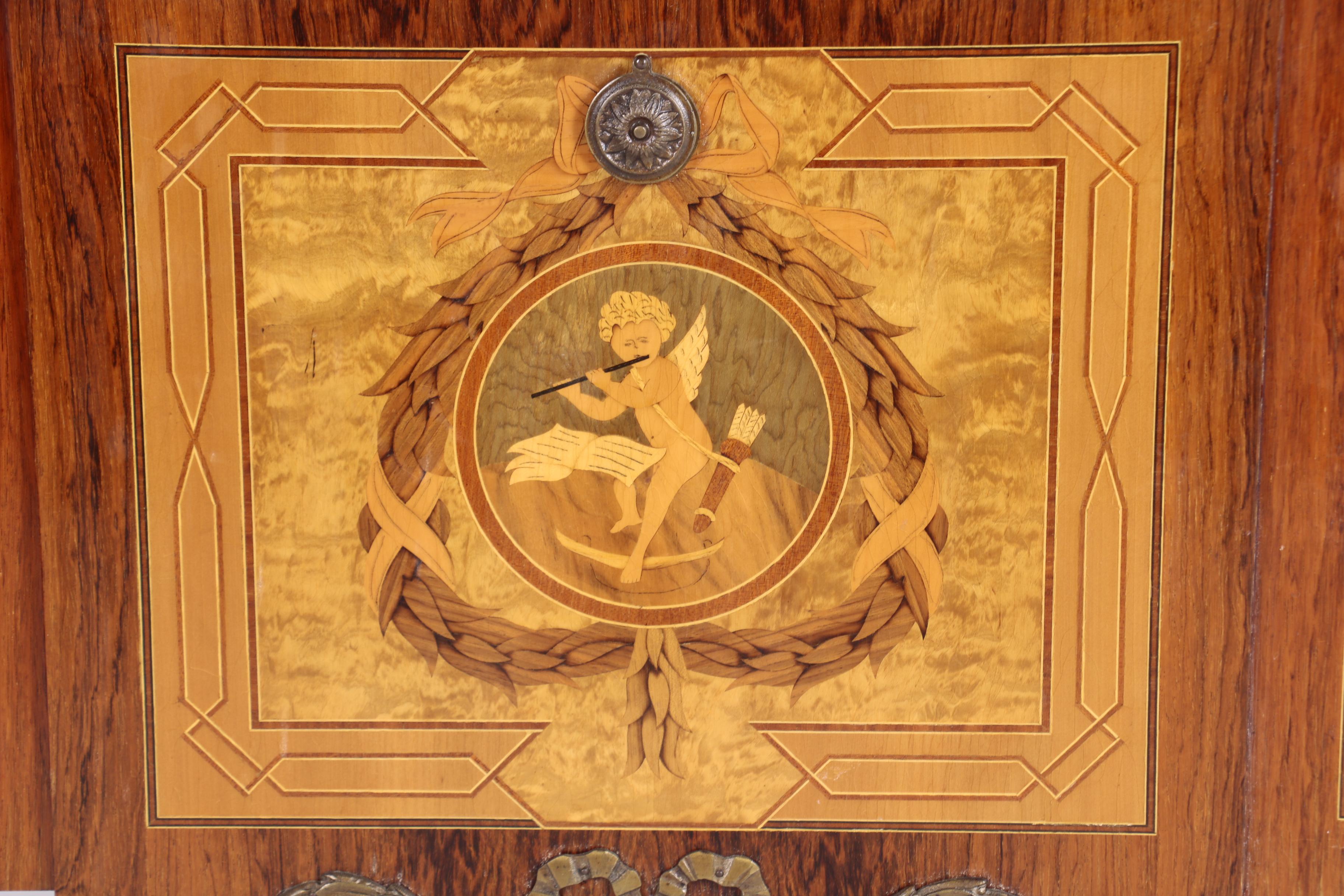 Louis XVI Style Brass-Mounted Kingwood and Marquetry Commode, 20th Century