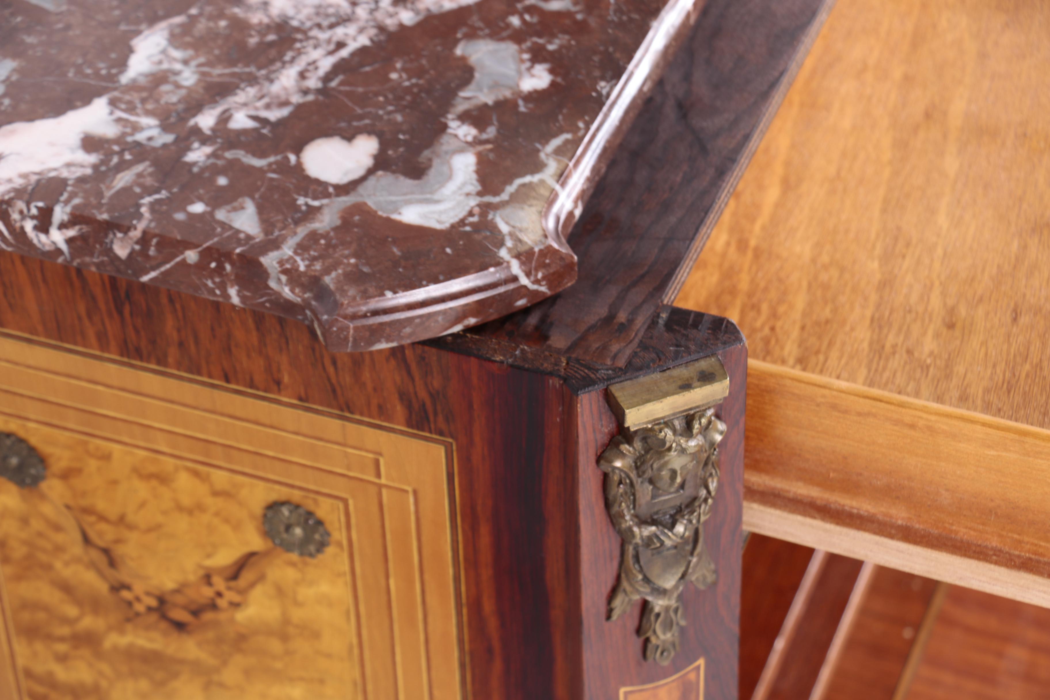 Louis XVI Style Brass-Mounted Kingwood and Marquetry Commode, 20th Century