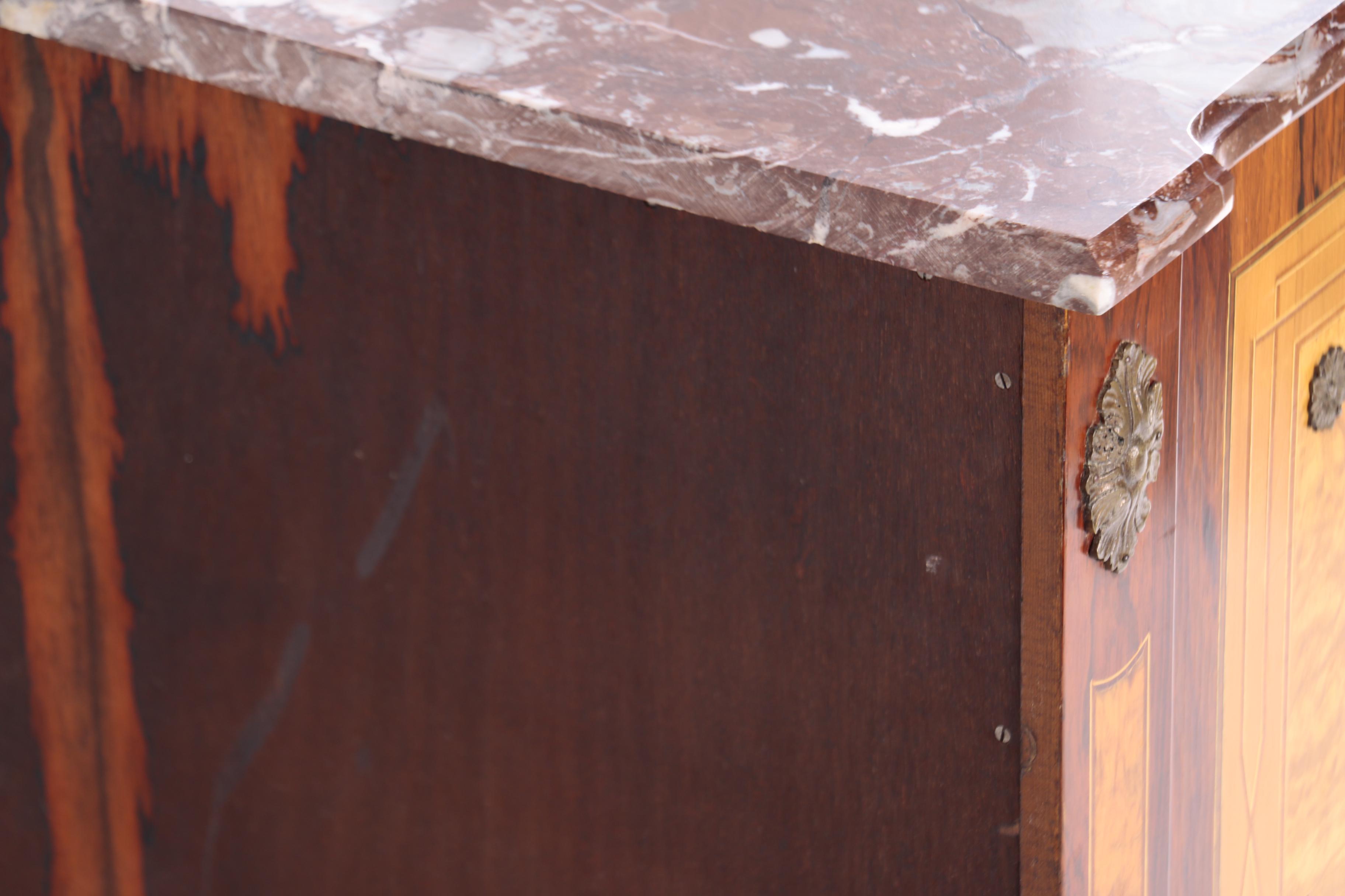 Louis XVI Style Brass-Mounted Kingwood and Marquetry Commode, 20th Century