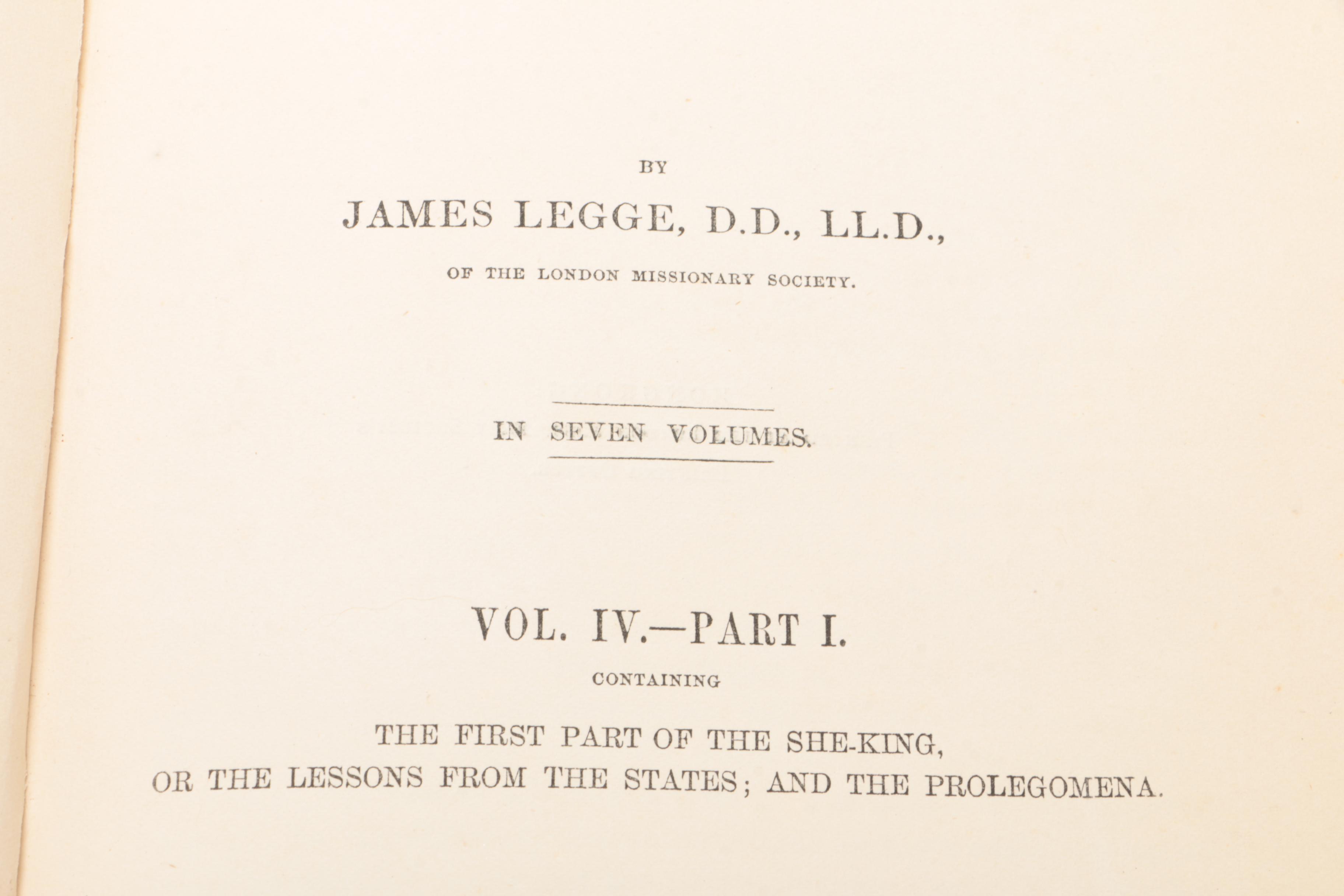 1871 -1872 "The Chinese Classics" Volume IV Parts I and II By James Legge