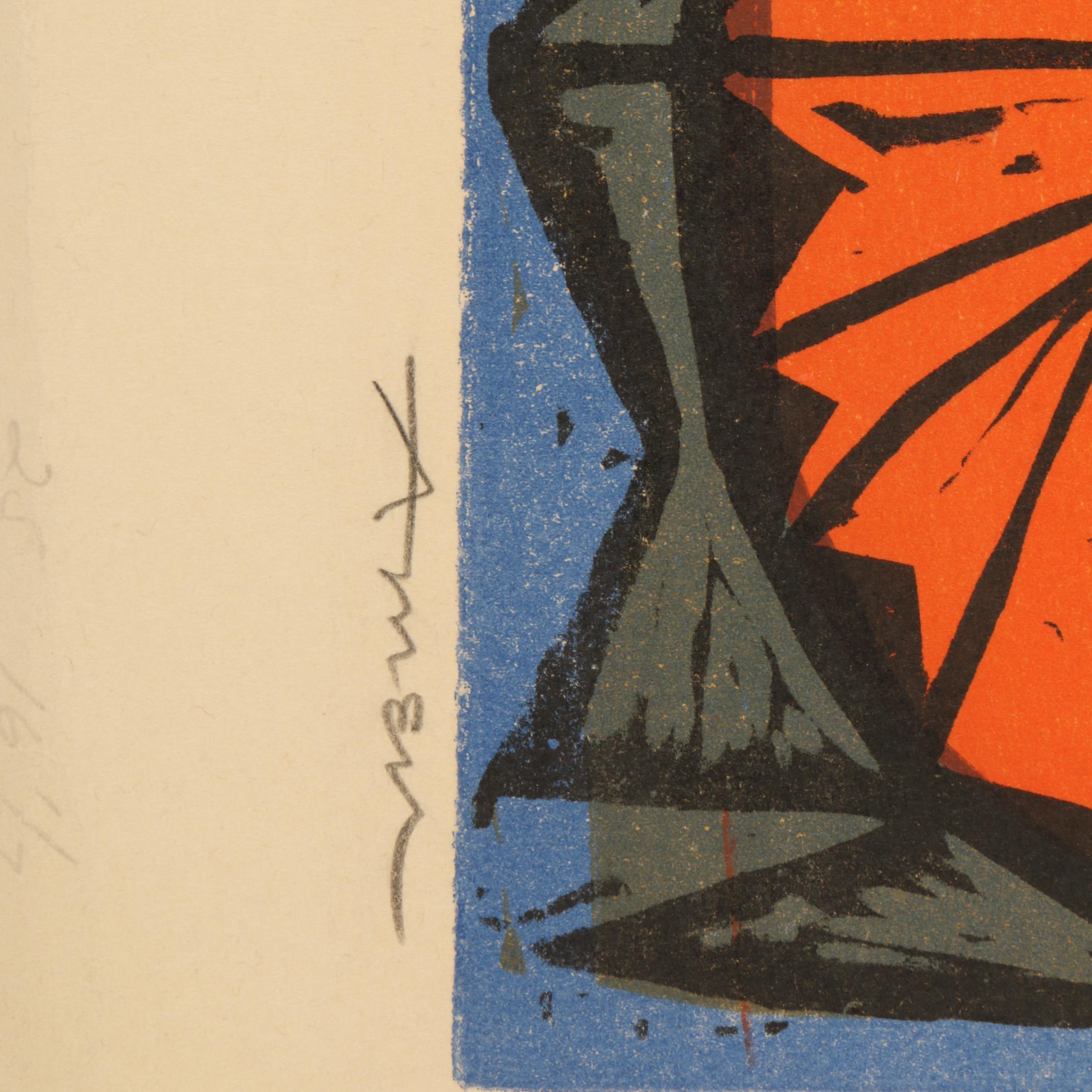 Irving Amen Artist's Proof Color Woodcut "The Heart is a Garden"