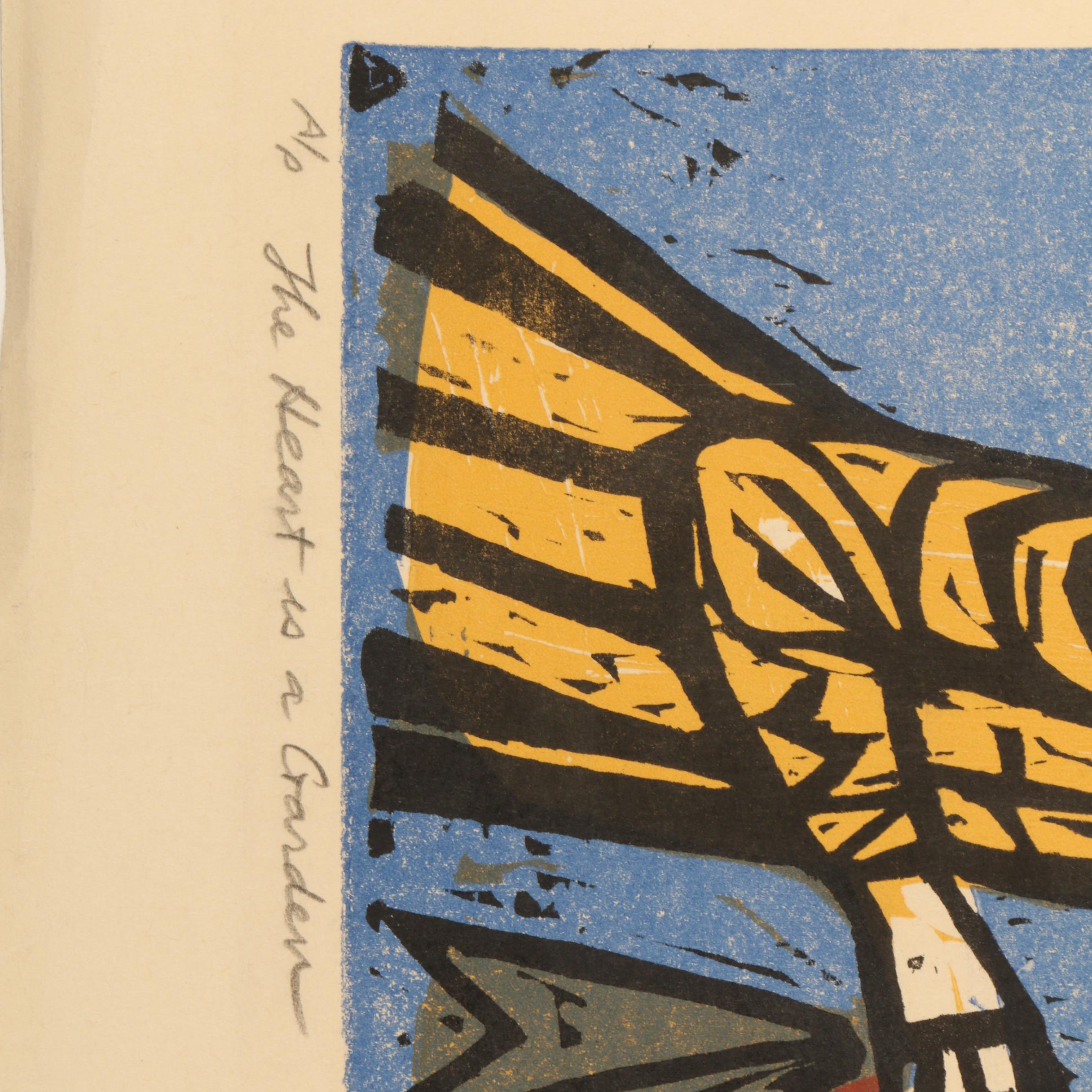 Irving Amen Artist's Proof Color Woodcut "The Heart is a Garden"